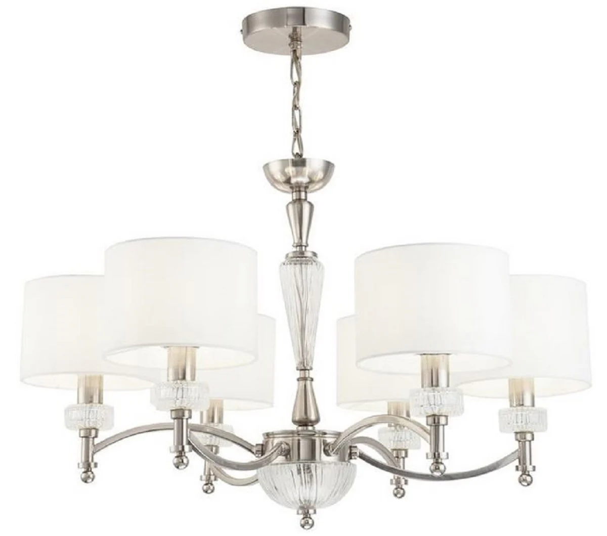 Casa Padrino Araña Plata / Blanco Ø 70 x H. 46 cm - Magnífica Araña Neoclásica