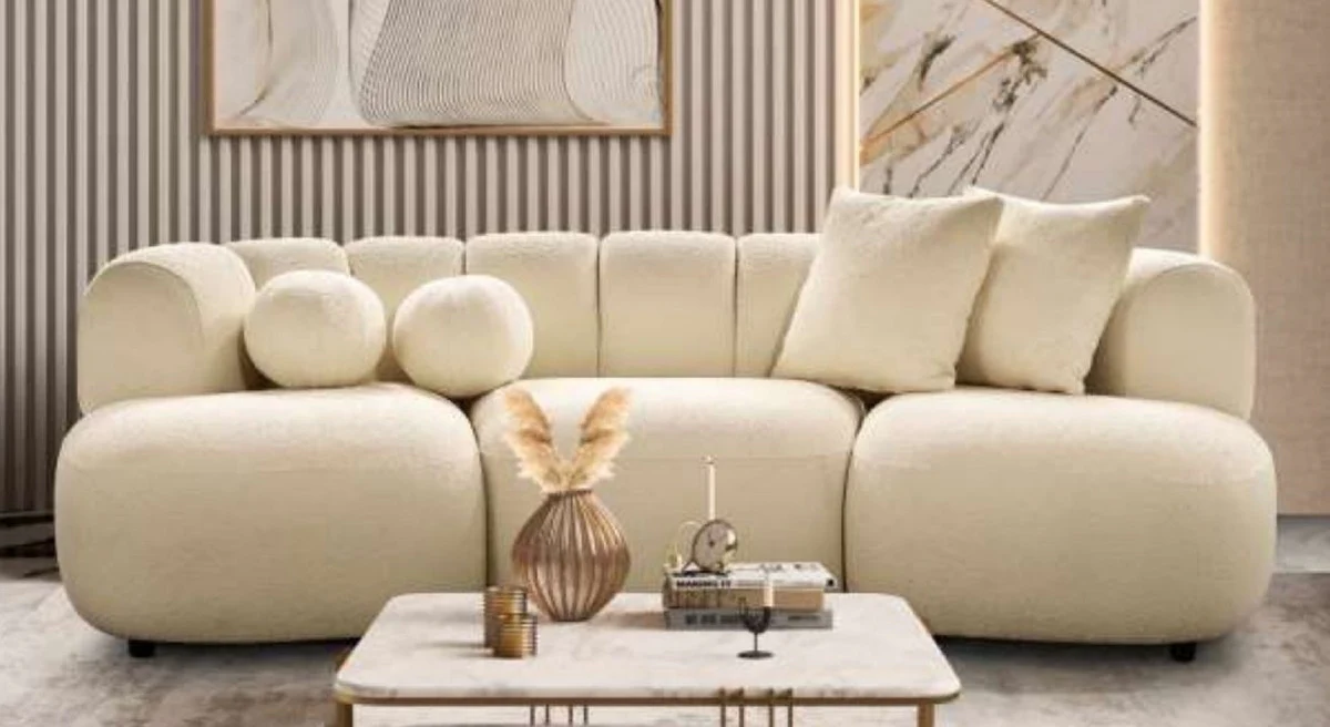 Casa Padrino sof¨¢ de lujo marfil 230 x 95 x A. 75 cm - Sof¨¢ de sal¨®n - Sof¨¢ de hotel - Muebles de sal¨®n - Muebles de hotel - Muebles de lujo - Interiores de lujo - Interiores de sal¨®n