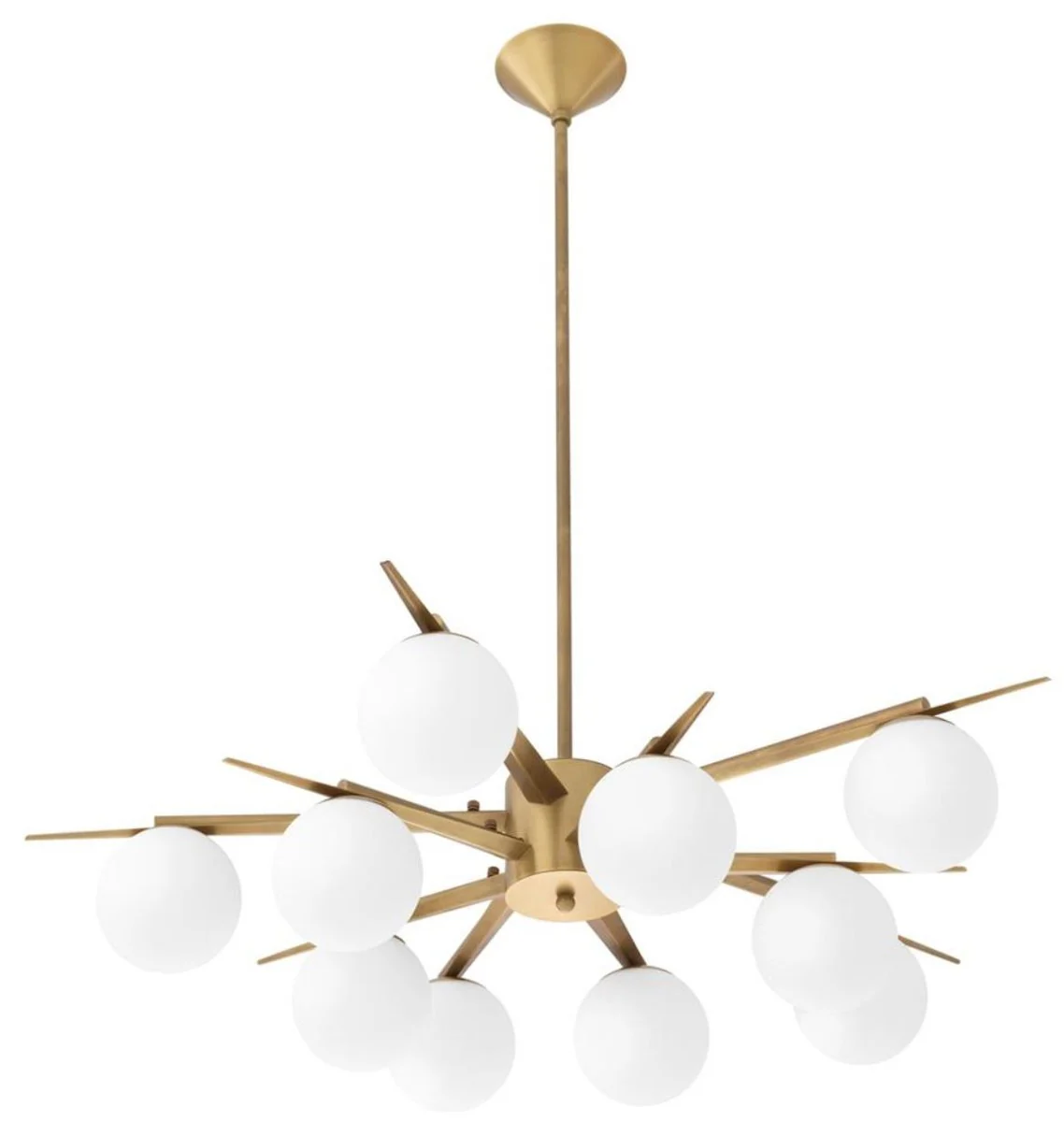 Casa Padrino araña de lujo latón antiguo / blanco Ø 90 x H. 20 cm - Muebles de Lujo