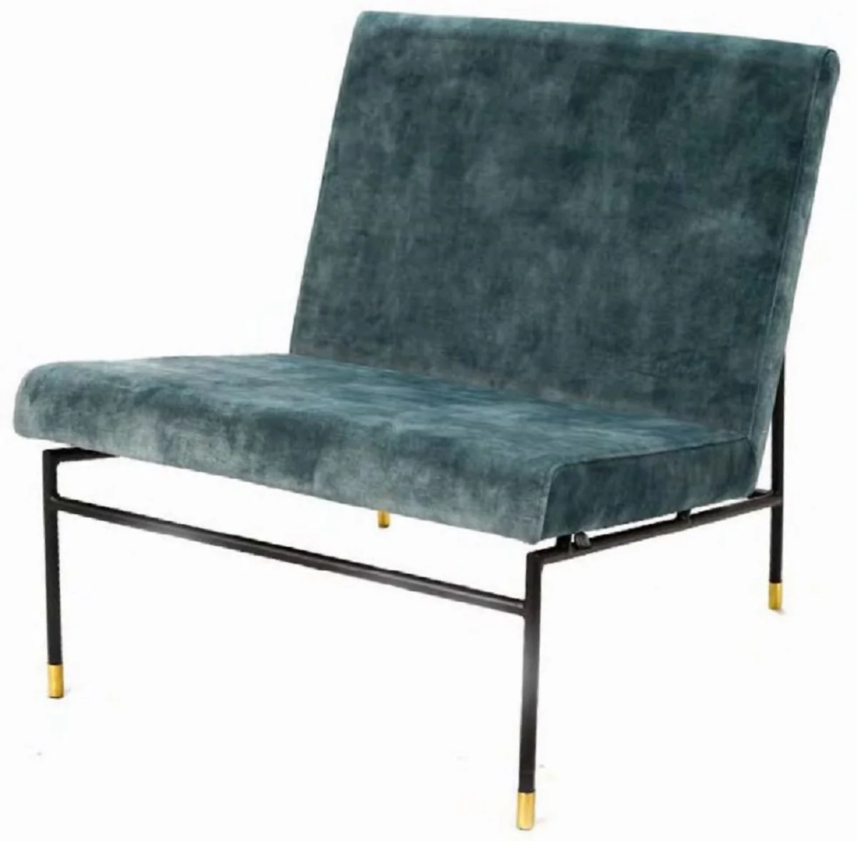 Casa Padrino sill¨®n de lujo azul / negro / lat¨®n 62 x 70 x A. 74 cm - Sill¨®n de Sal¨®n - Sill¨®n de Hotel - Muebles de Lujo