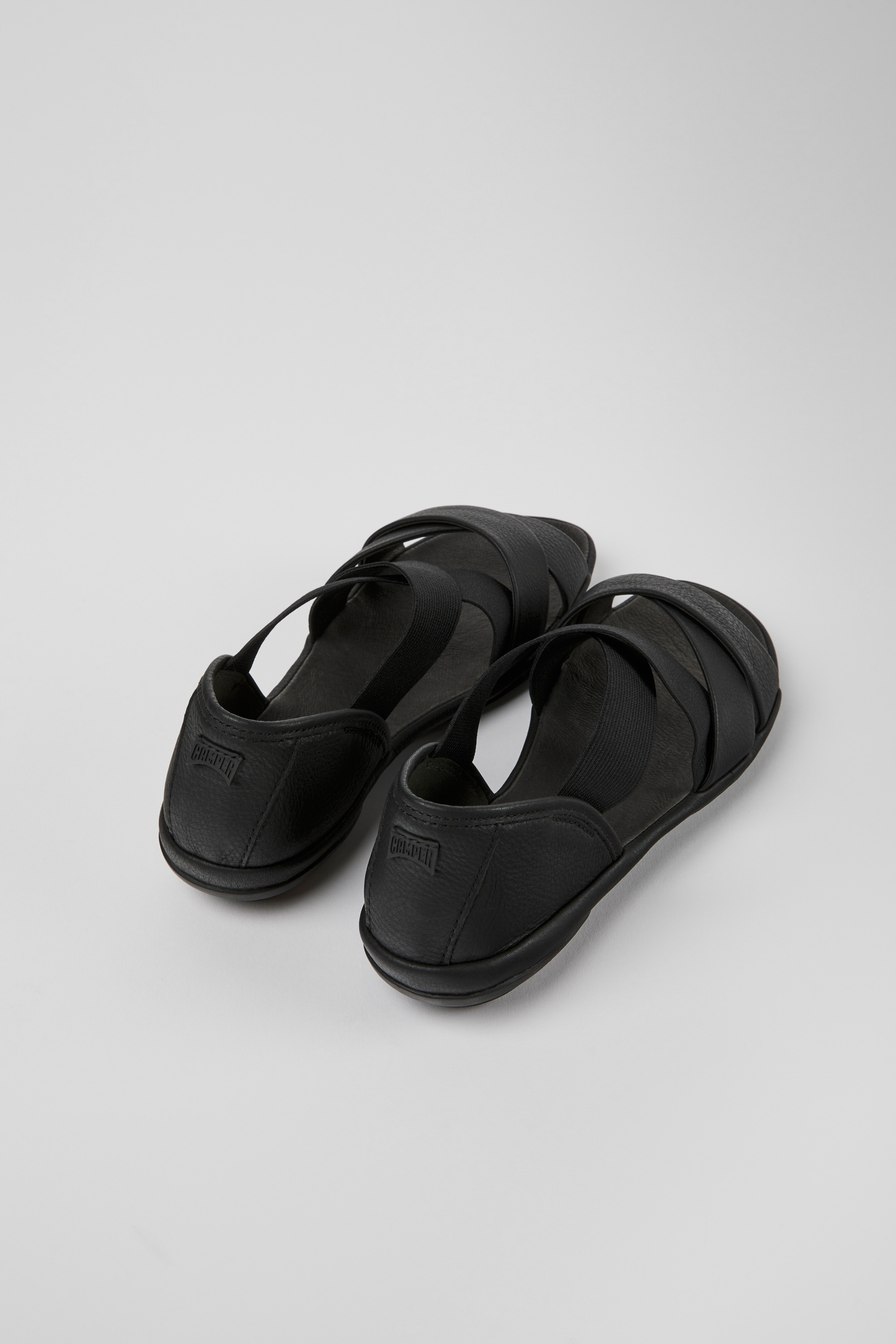 Right - Black leather sandals for women