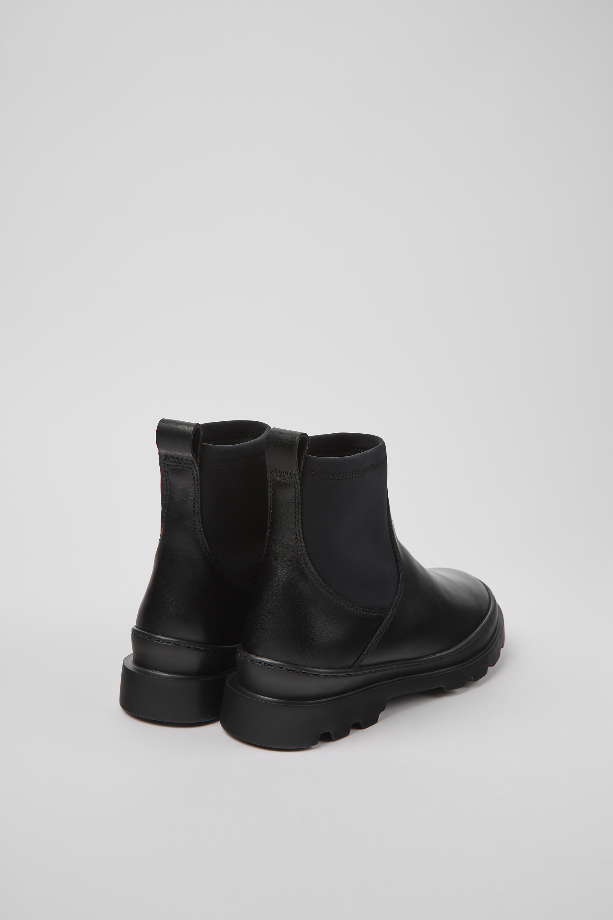 Brutus - Black leather and textile ankle boots for women