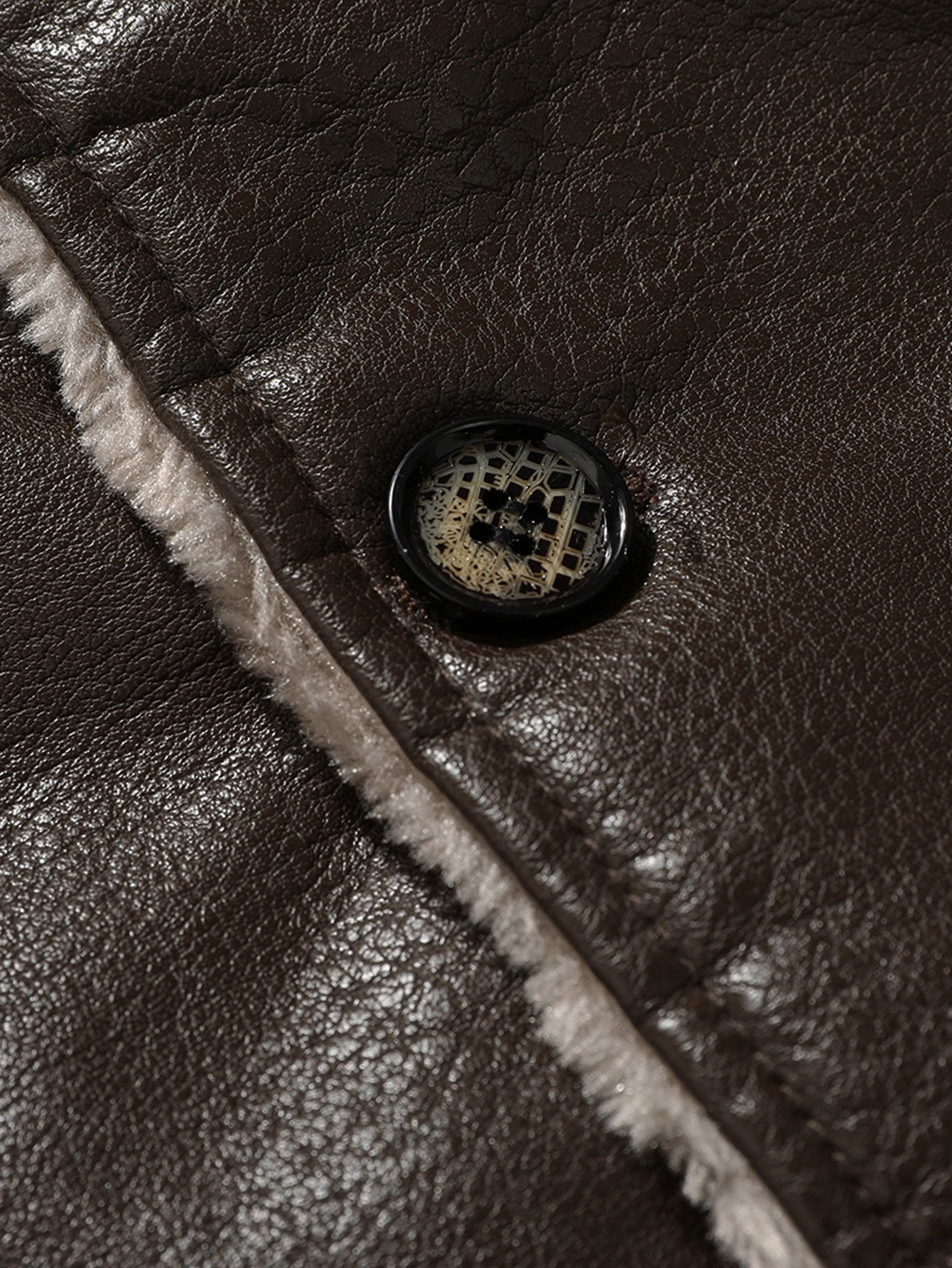 Long Line Faux Fur Lined PU Leather Coat