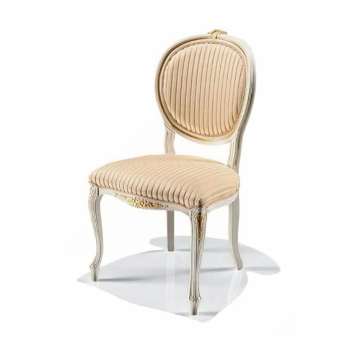 Casa Padrino Silla de Comedor Barroco de Lujo Beige / Marfil / Oro - Muebles Barrocos - Hecho en Italia