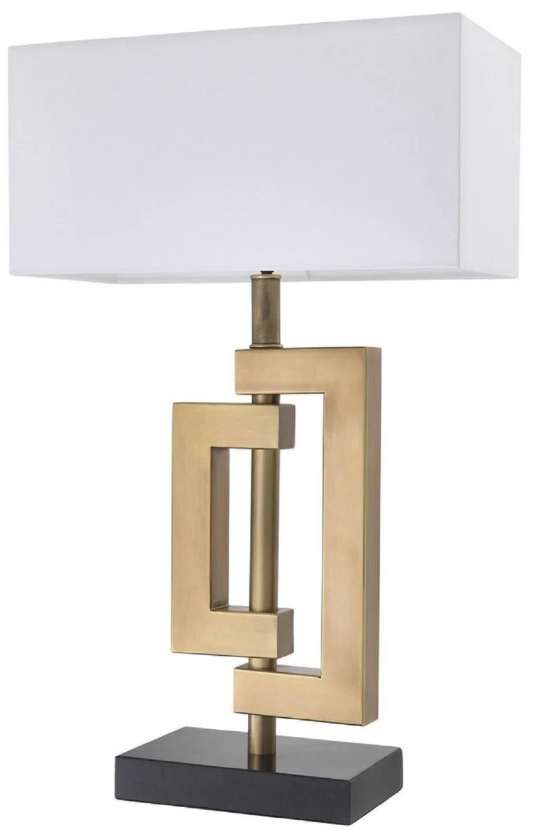 Casa Padrino lámpara de mesa de diseño con base de granito latón antiguo / negro / blanco 40 x 20 x A. 64 cm - Colección de Lujo