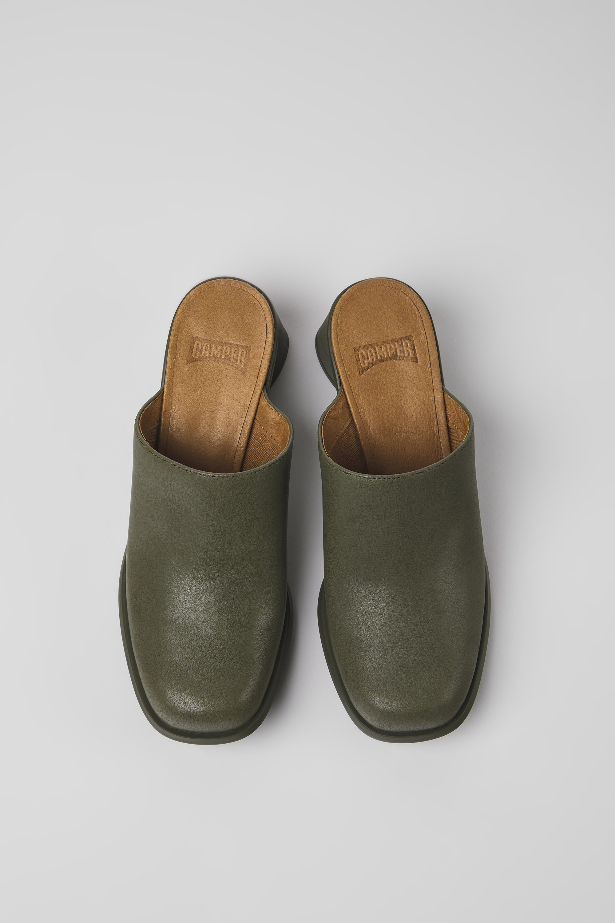Kiara - Green leather mules for women