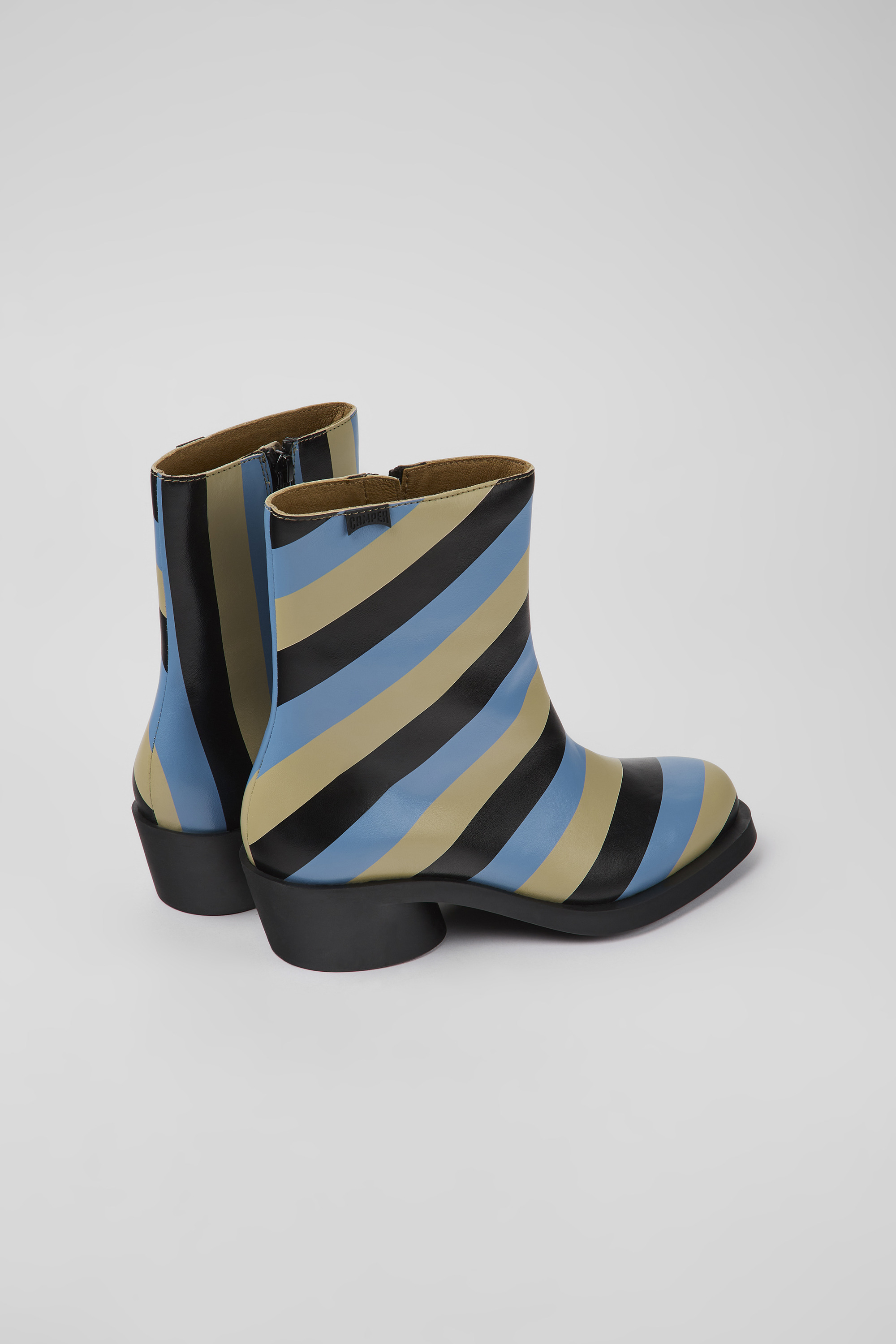 Bonnie - Multicolored striped leather boots for women