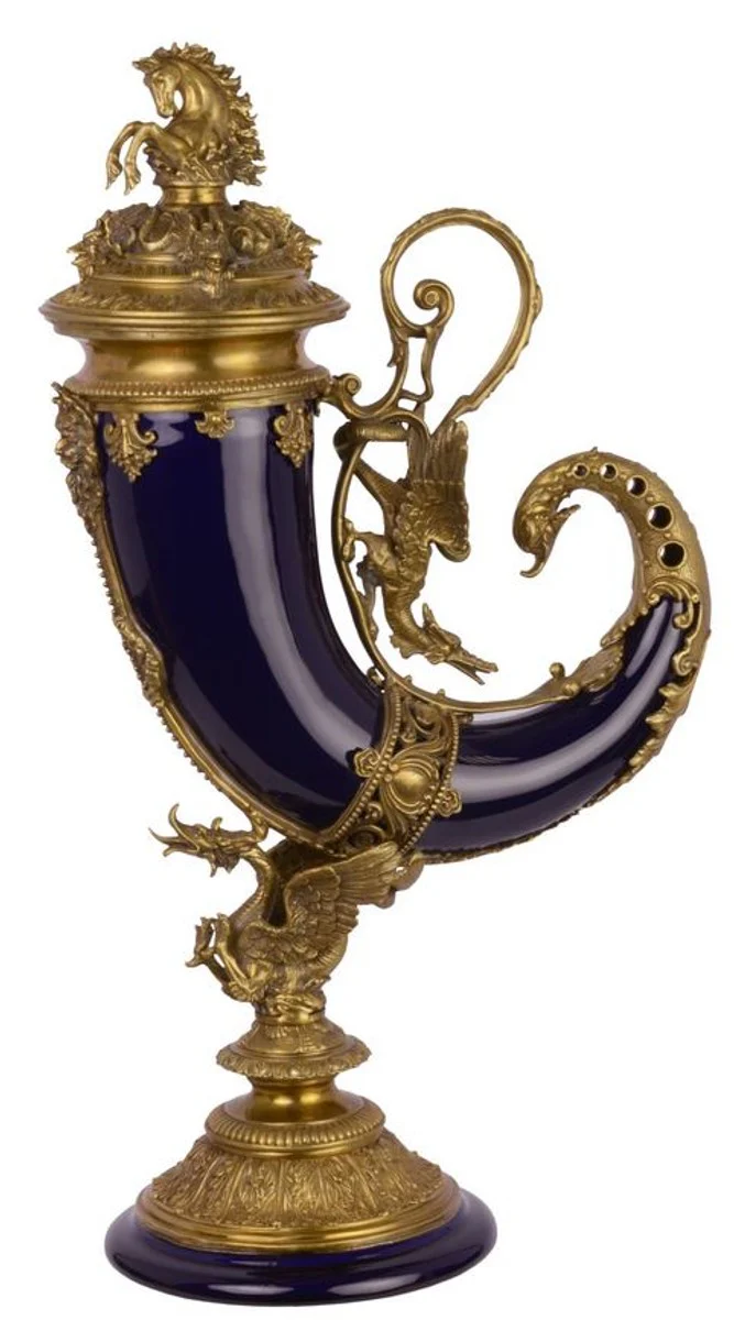 Casa Padrino Cornucopia Art Nouveau con Base Púrpura / Oro 17,4 x 29,5 x H. 52 cm - Decoración Barroco y Art Nouveau