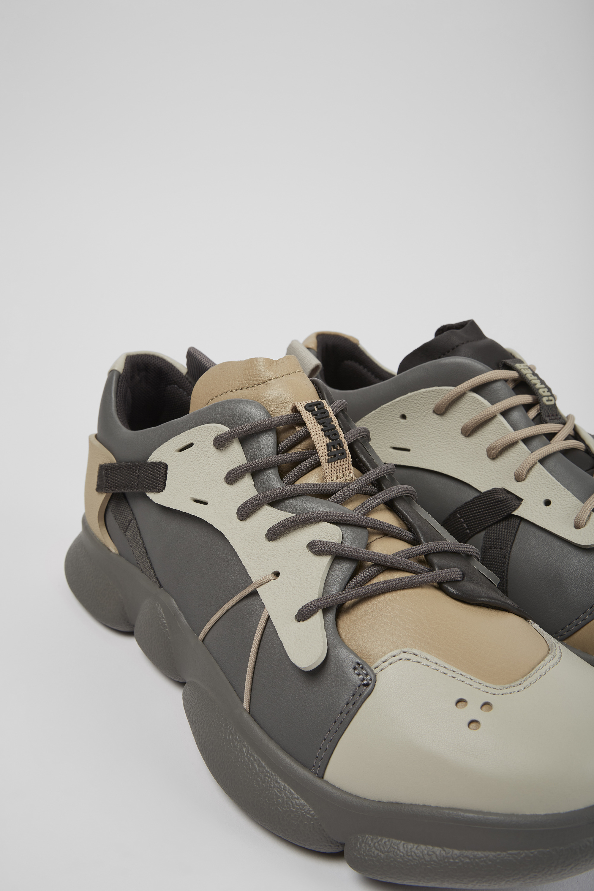 Twins - Multicolored leather and textile sneakers for men