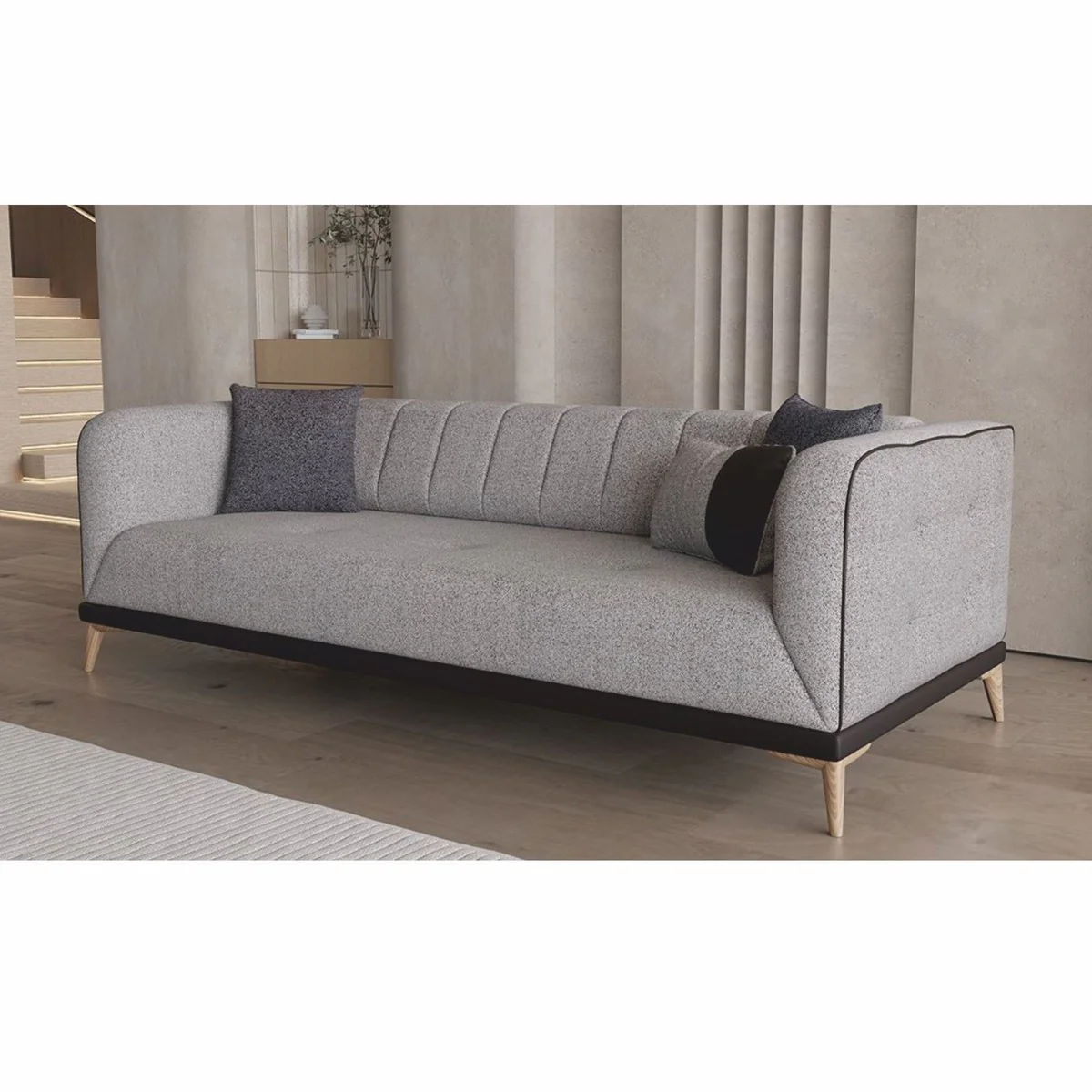 Casa Padrino sof¨¢ cama de lujo con respaldo regulable gris / negro / natural 229 cm