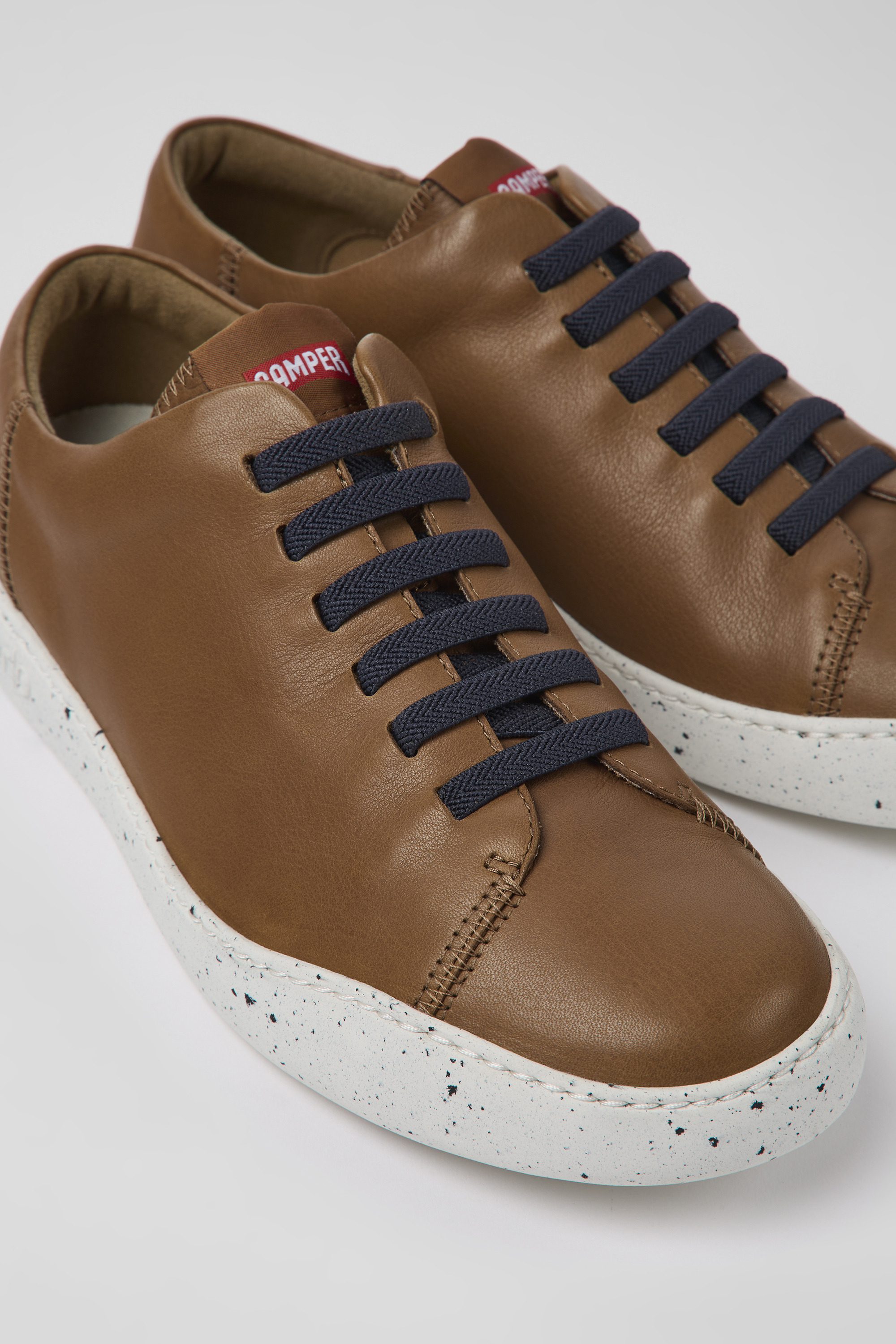Peu Touring - Brown leather sneakers for men