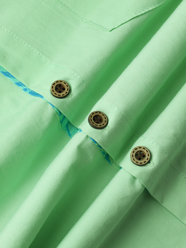 Cotton Botanical Contrast Long Sleeve Shirt