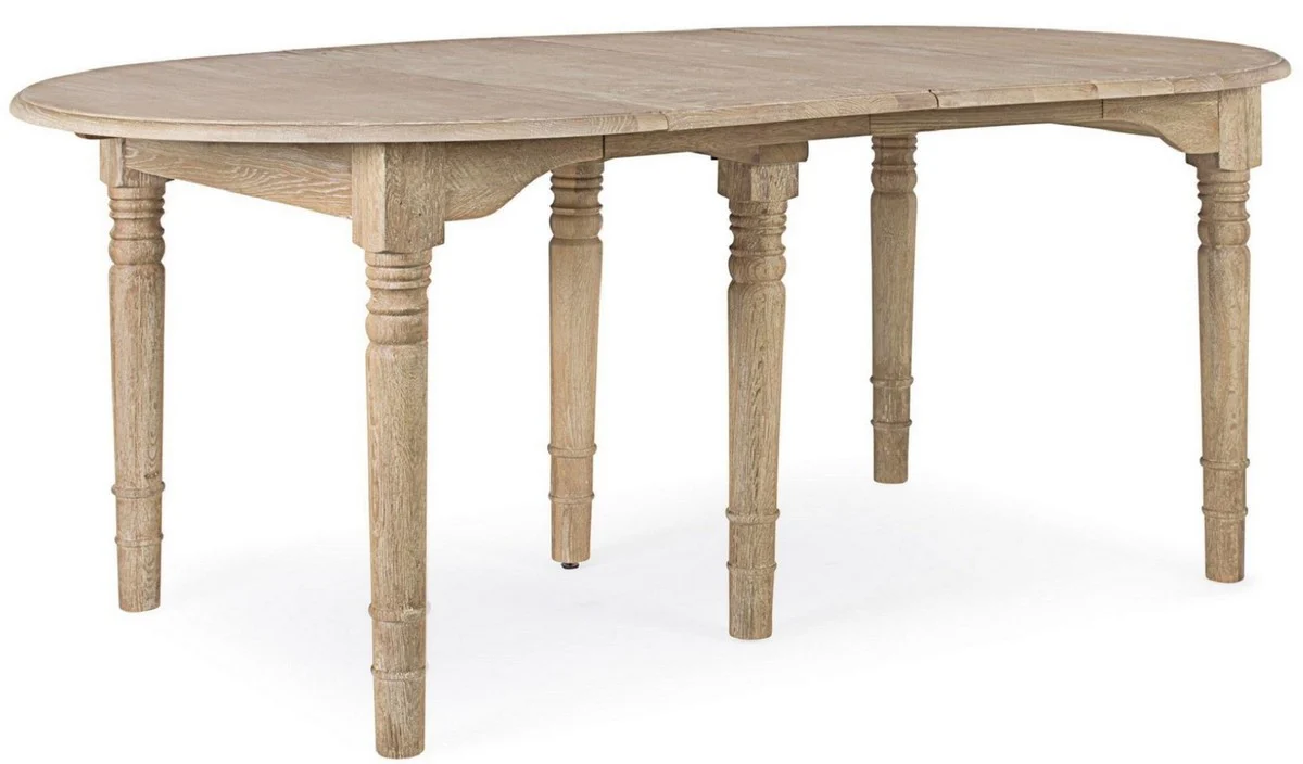Casa Padrino mesa de comedor de madera maciza de lujo natural 110-272 x 110 x A. 78 cm - Mesa de cocina de madera maciza extensible - Muebles de comedor - Muebles de cocina - Muebles de lujo