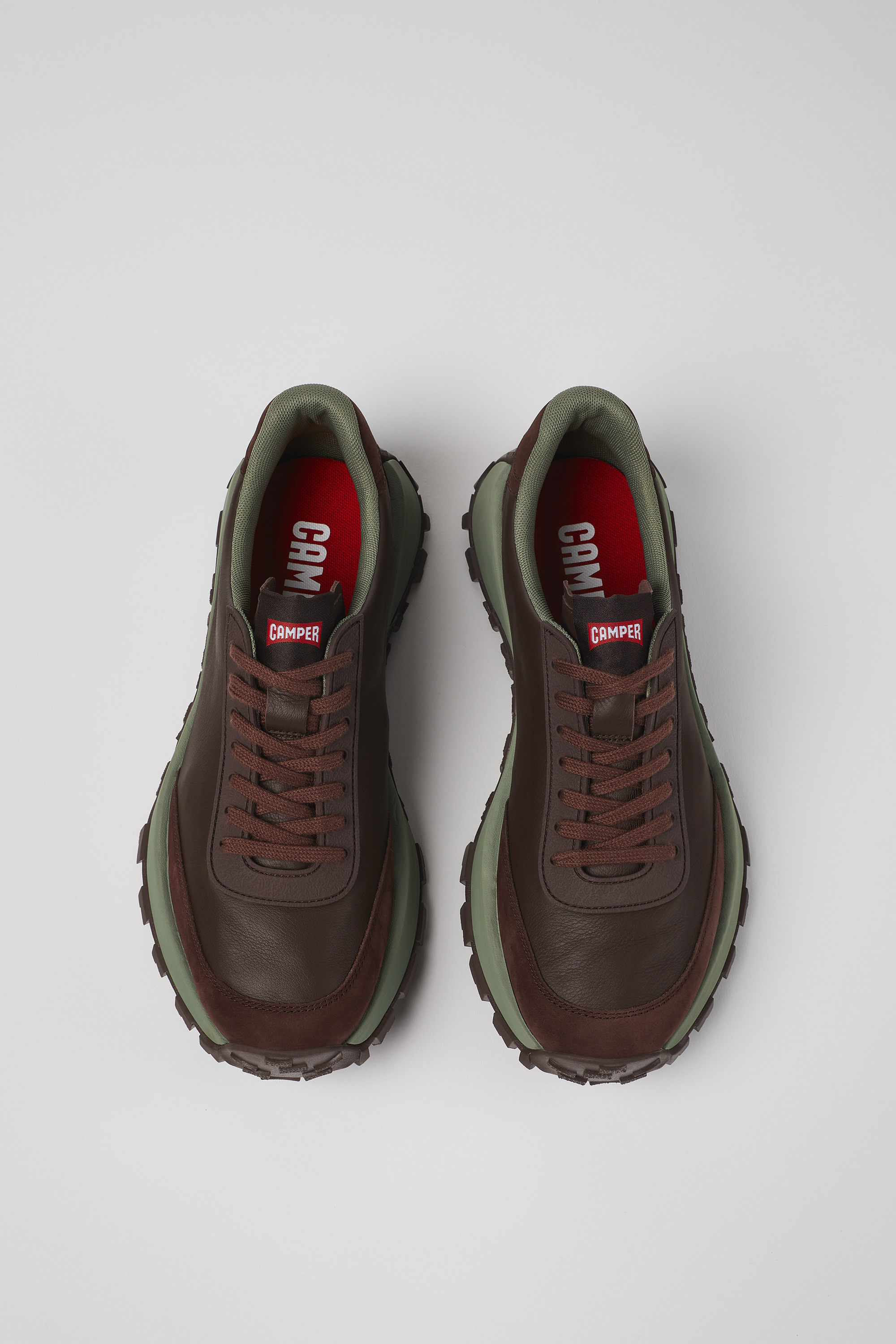 Drift Trail VIBRAM - Burgundy leather and nubuck sneakers for men