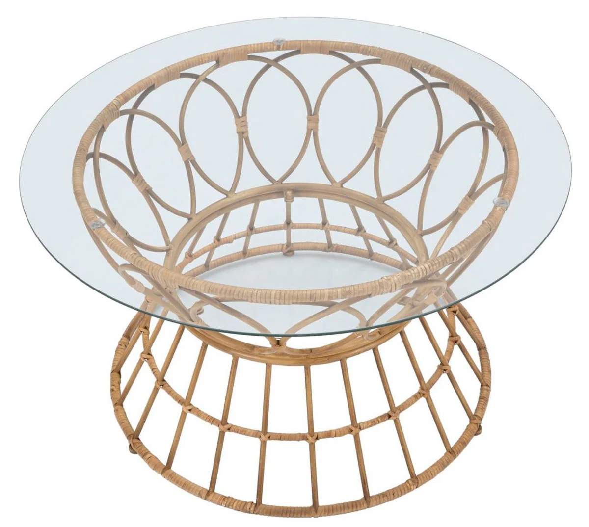 Casa Padrino mesa de centro de lujo con tapa de vidrio natural ? 75 cm - Muebles de sal¨®n