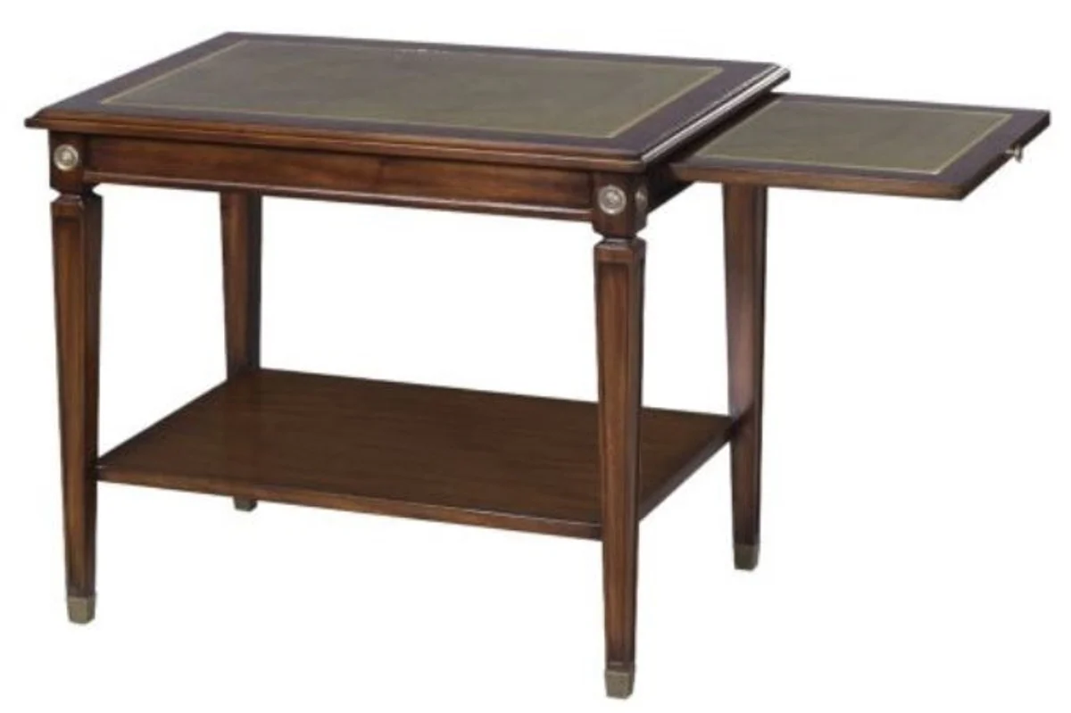 Casa Padrino mesa auxiliar de caoba marrón / verde 64 x 43 x H. 54 cm - Mesita de Noche de Lujo