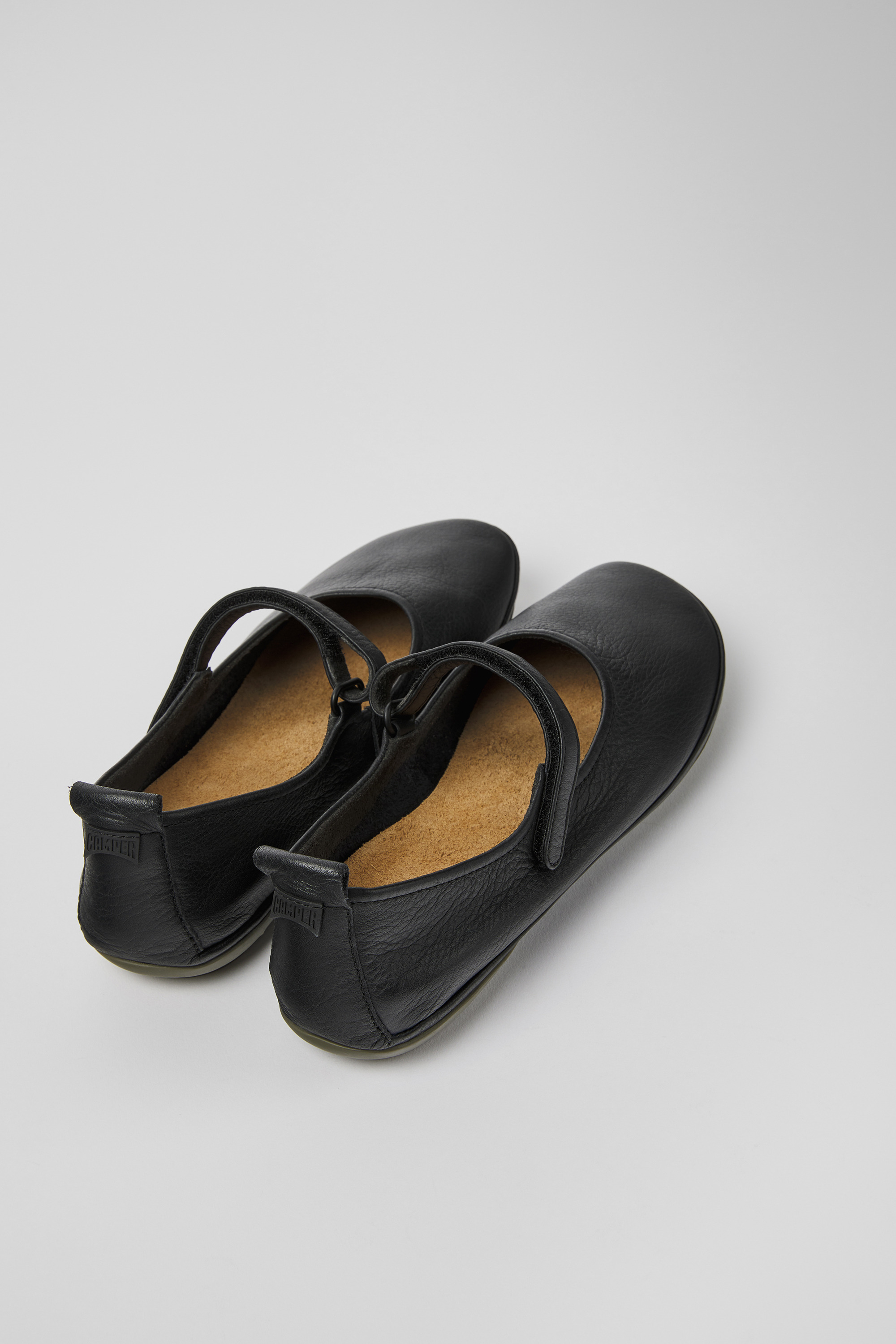 Right - Black leather ballerinas for women