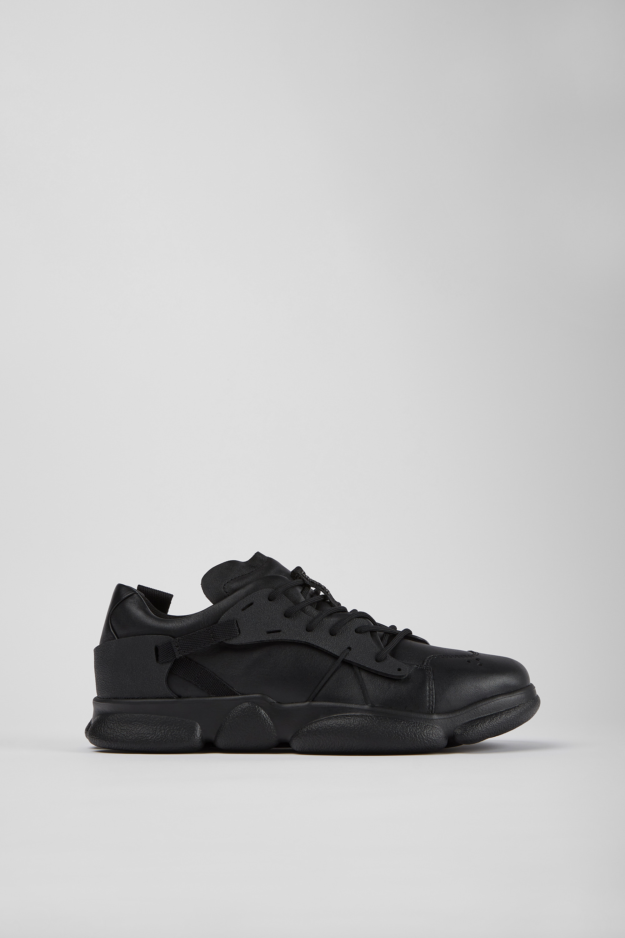 Karst - Black leather and textile sneakers for men