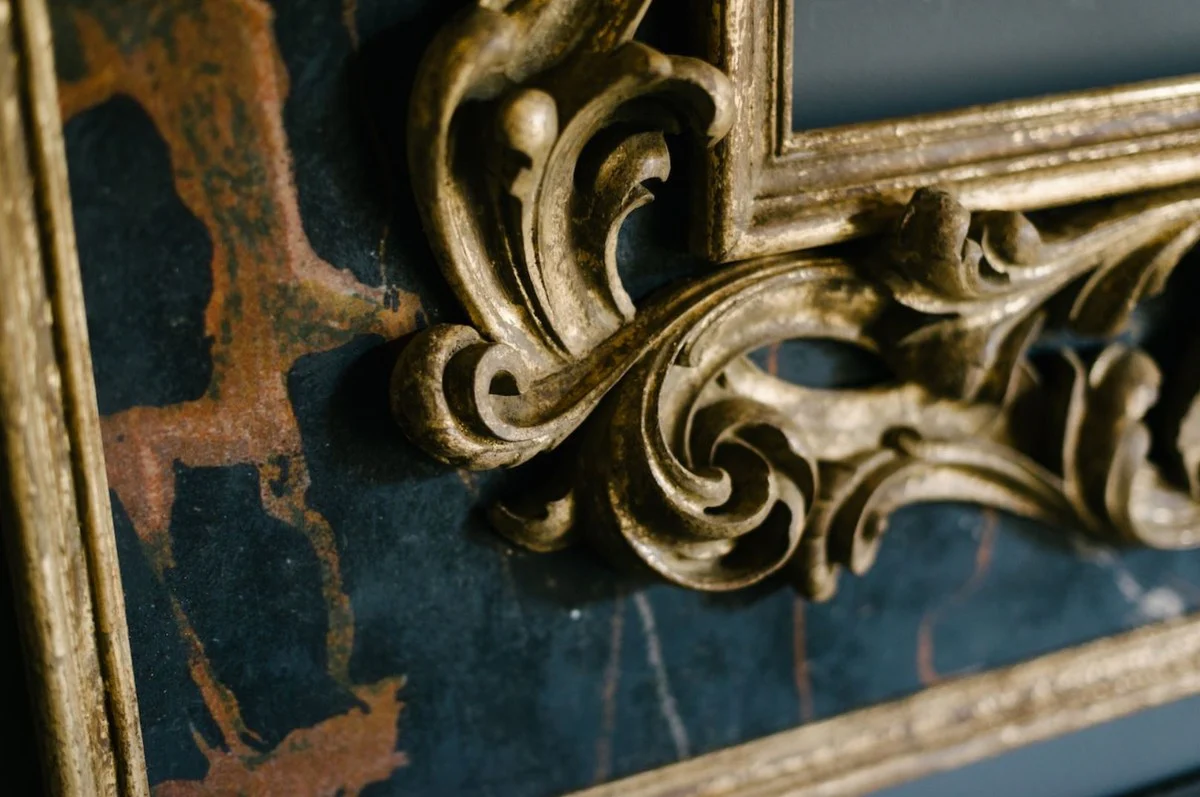 Casa Padrino Espejo Barroco de Lujo Oro Antiguo / Negro - Espejo de Pared Estilo Barroco Italiano Rectangular - Muebles Estilo Barroco de Lujo - Calidad de Lujo - Hecho en Italia