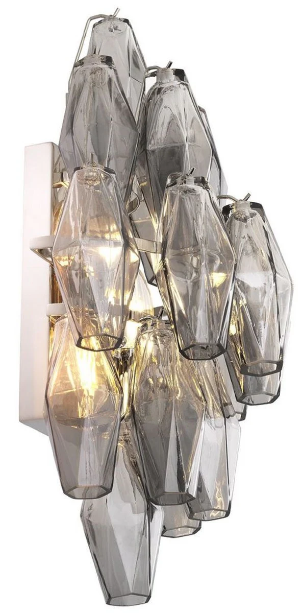 Casa Padrino Lámpara de Pared de Lujo Gris / Plata 31 x 19 x A. 50 cm - Lámpara de Pared Elegante para Hotel y Restaurante - Colección de Lujo