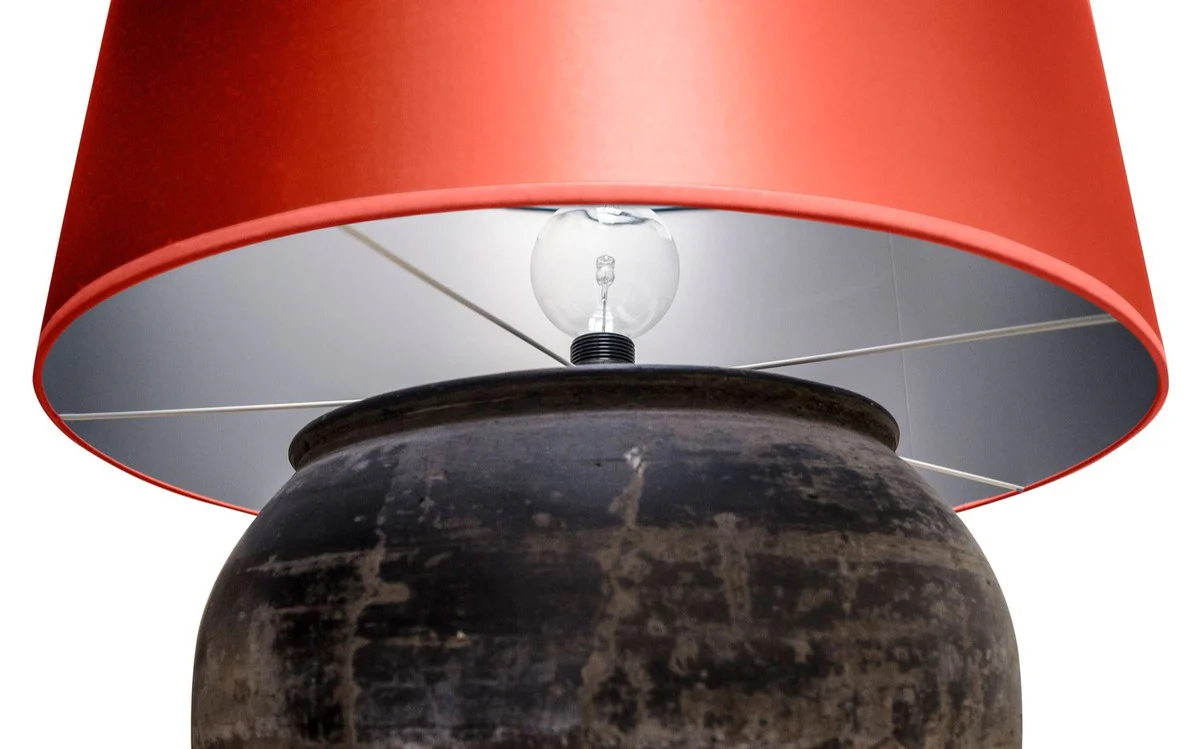 Casa Padrino lámpara de mesa de terracota de lujo gris / naranja Ø 60 x H. 72 cm - Muebles de Lujo