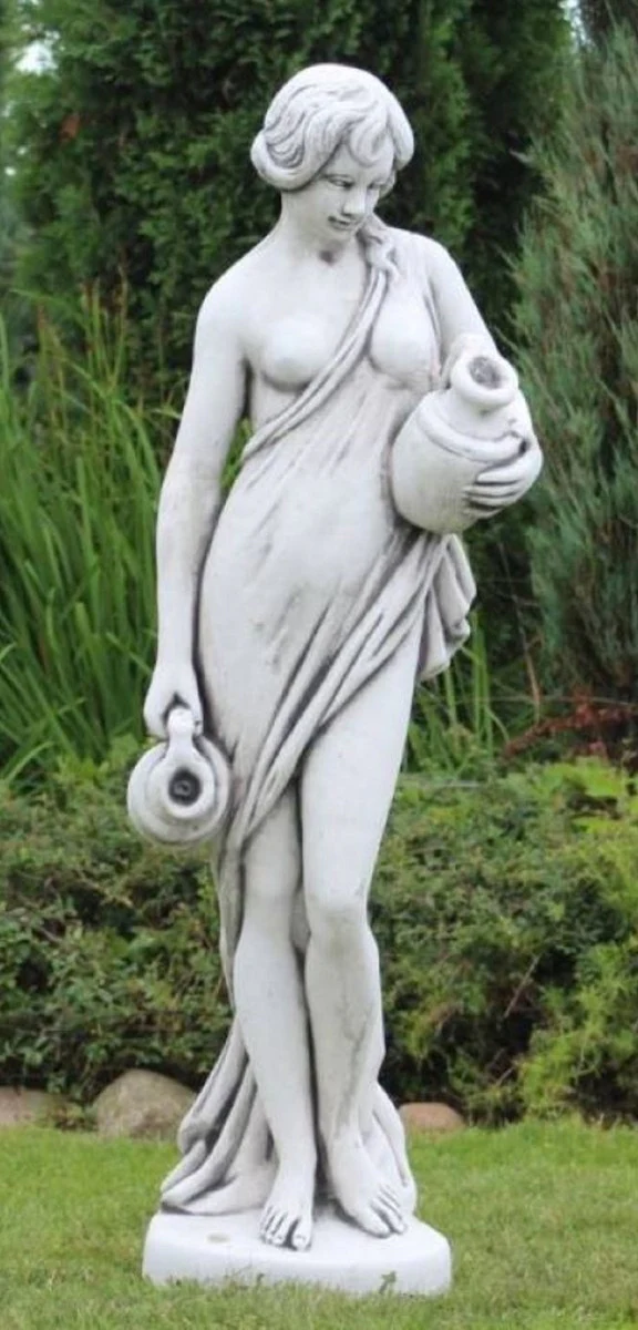 Casa Padrino escultura de g¨¢rgola Art Nouveau mujer con jarras gris A. 140 cm - Elegante figura de piedra de g¨¢rgola - Accesorios de Decoraci¨®n de Jard¨ªn Barroco y Art Nouveau