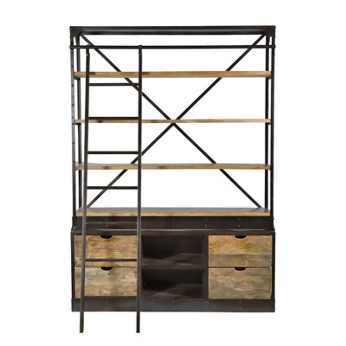 Librer¨ªa Casa Padrino aspecto antiguo natural con escalera 150 x 40 x H.210 cm - estante, librero