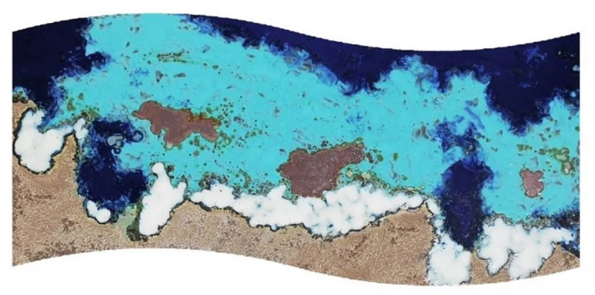 Casa Padrino mesa de comedor de lujo multicolor / negro 170 x 80 x A. 74 cm - Mesa de cocina moderna con tablero de piedra de lava curvada y estructura de acero inoxidable - Muebles de Comedor