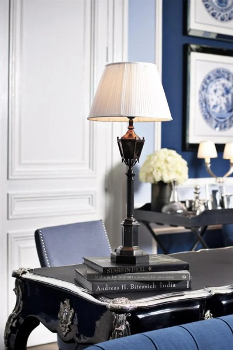 Casa Padrino Luxury baroque desk Black high-gloss silver secretary