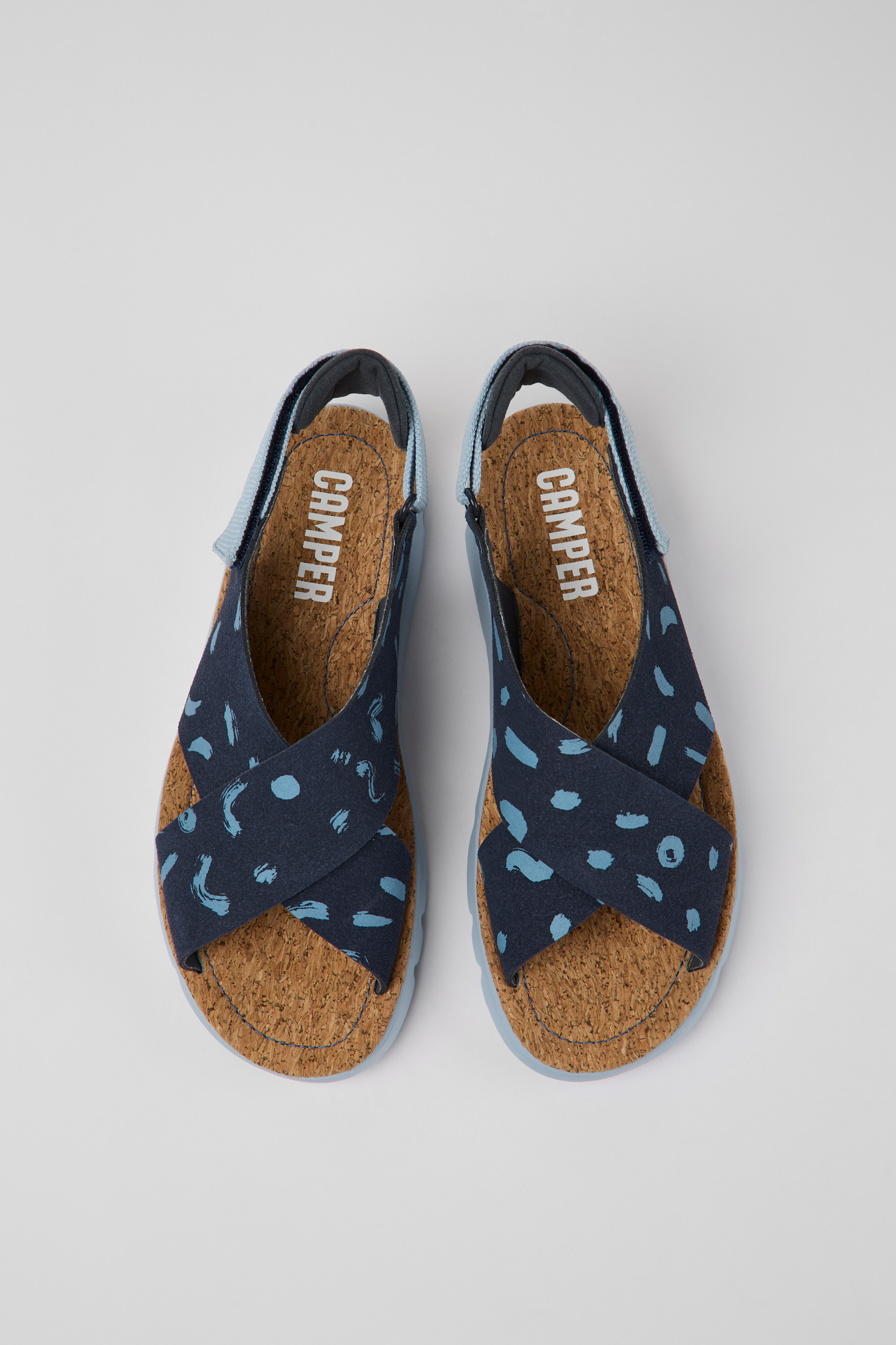 Oruga - Multicolored nubuck and textile sandals for women