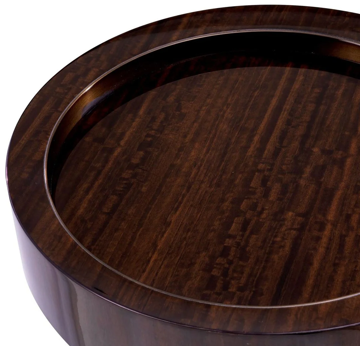 Casa Padrino mesa auxiliar de lujo marr¨®n oscuro alto brillo / bronce ? 50 x A. 50,5 cm - Mesa de sal¨®n redonda - Muebles de sal¨®n - Muebles de lujo - Interiores de lujo - Interiores de sal¨®n