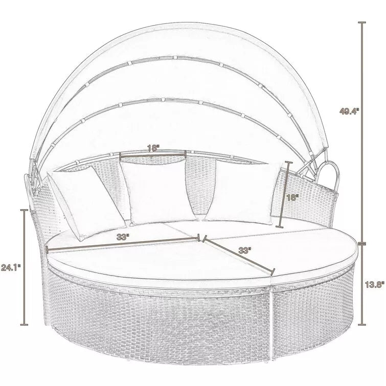 66'' Wide Outdoor Wicker Patio Daybed with Cushions