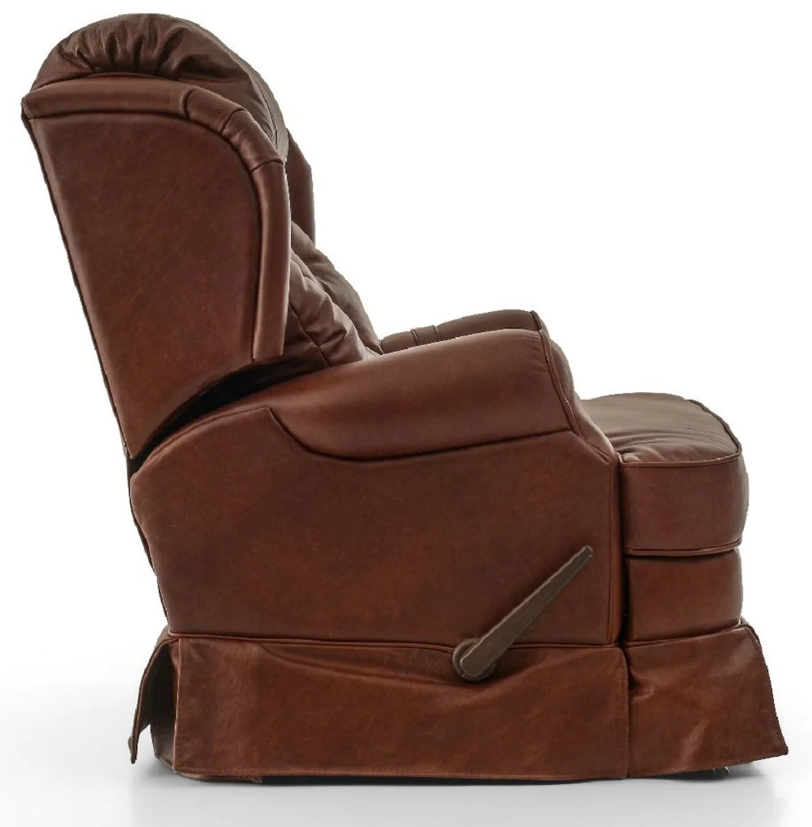 Casa Padrino sill¨®n de cuero de lujo con funci¨®n reclinable marr¨®n 85 x 100 x A. 97 cm - Sill¨®n de sal¨®n de cuero genuino - Sill¨®n de TV - Muebles de cuero genuino - Muebles de lujo