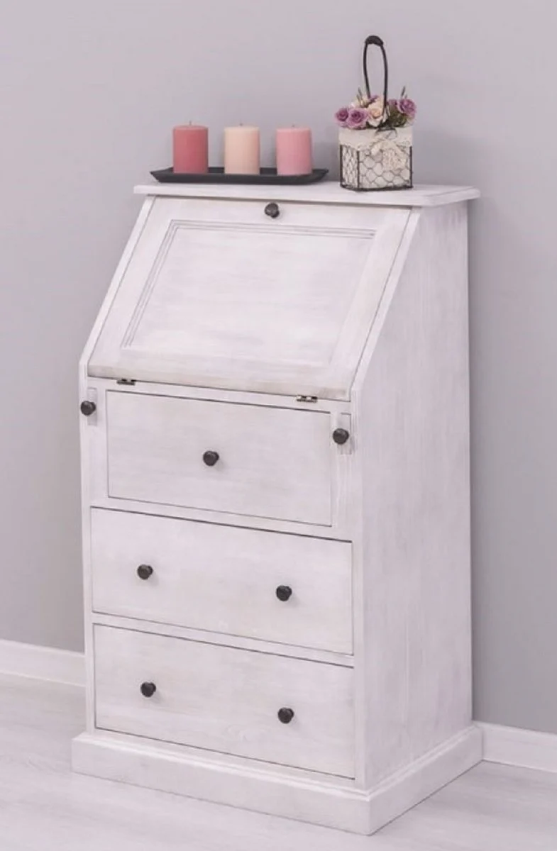 Casa Padrino secretaria cómoda de estilo campestre gris claro 65 x 45 x A. 110 cm - Armario de madera maciza con 5 cajones - Muebles de madera maciza - Muebles de estilo campestre