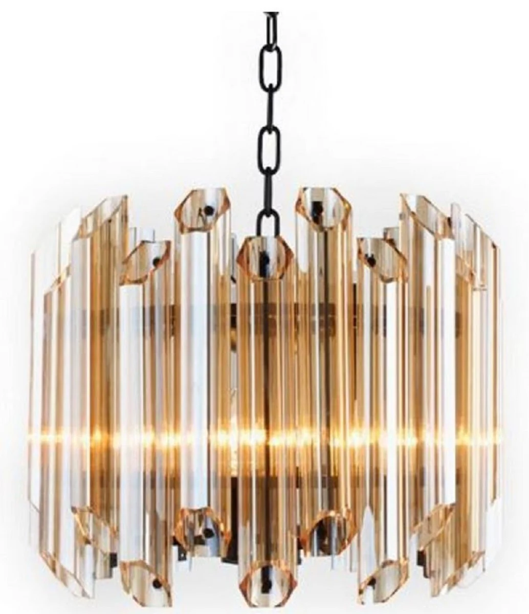 Casa Padrino araña de lujo negro / ámbar Ø 34 x H. 42 cm - Calidad de Lujo