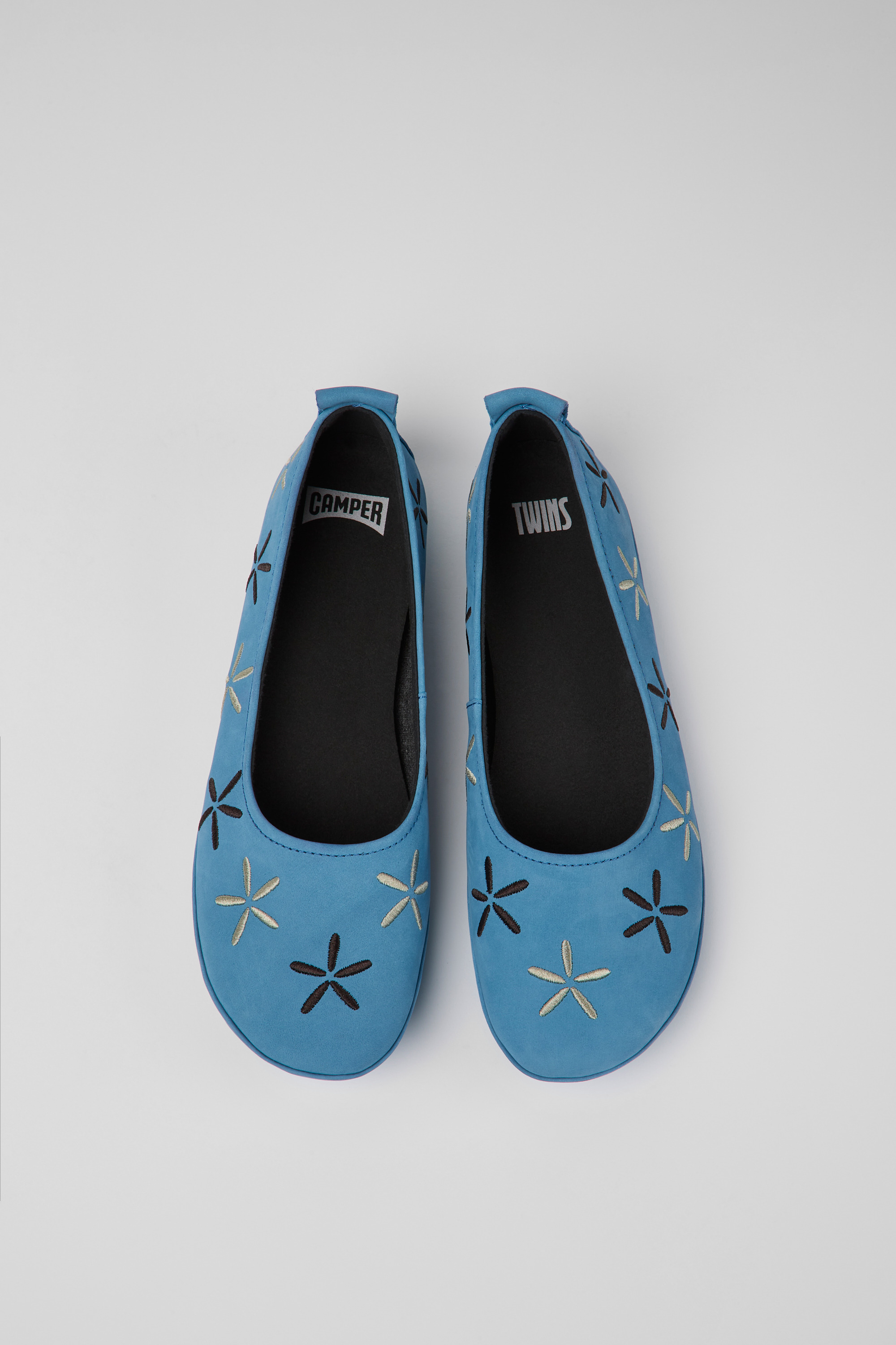 Twins - Blue nubuck ballerinas for women
