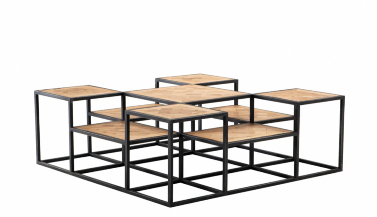 Casa Padrino Art Deco luxury reclaimed oak wood coffee table - living room coffee table - Luxury Collection