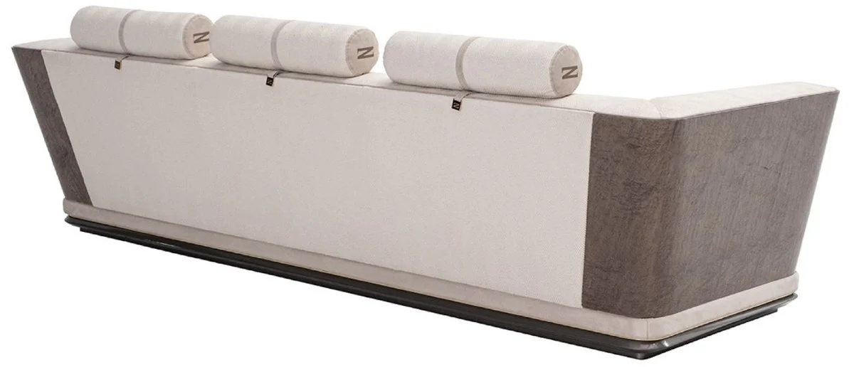 Casa Padrino sof¨¢ de lujo crema / gris / oro 280 x 98 x A. 85 cm - Sof¨¢ de sal¨®n - Sof¨¢ de hotel - Muebles de sal¨®n - Muebles de hotel - Muebles de lujo - Interiores de lujo