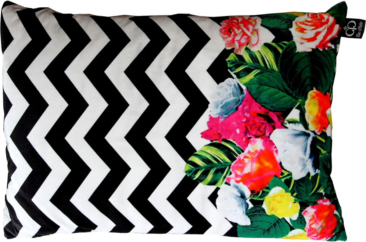 Cojín de lujo Casa Padrino Miami Flowers 35 x 55 cm - la mejor tela de terciopelo - cojín deco de la sala de estar Casa Padrino Luxury Cushion Miami Flowers 35 x 55 cm - finest velvet fabric - deco living room cushion