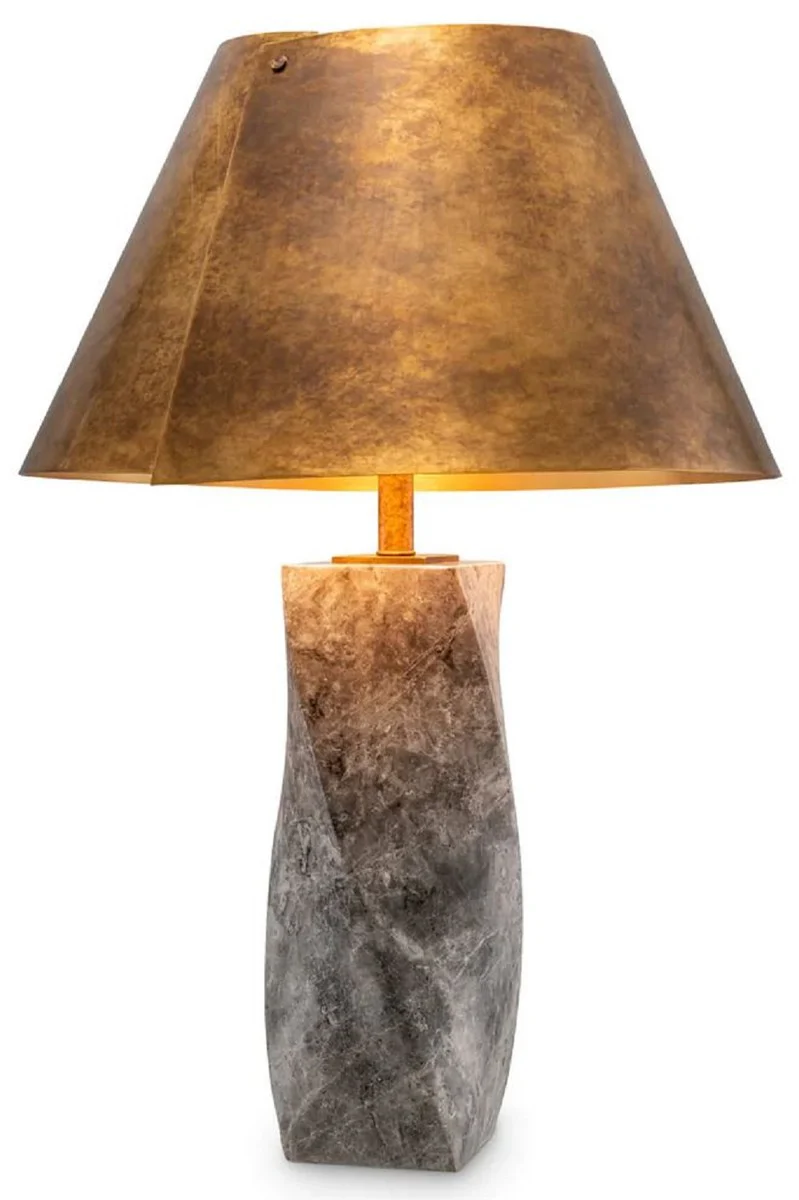 Casa Padrino l¨¢mpara de mesa de m¨¢rmol de lujo con pantalla de metal gris / lat¨®n antiguo ? 53 x A. 78 cm