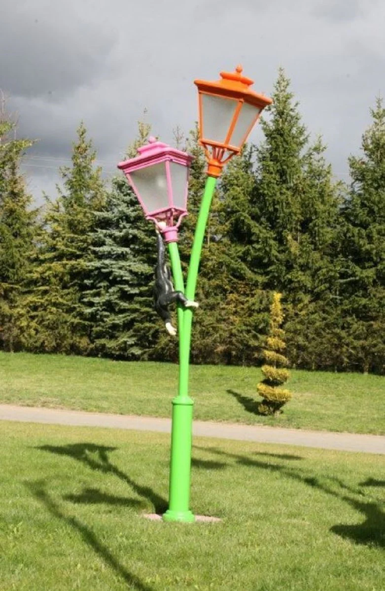 Casa Padrino linterna de jard¨ªn doble Art Nouveau verde / rosa / naranja - Iluminaci¨®n exterior