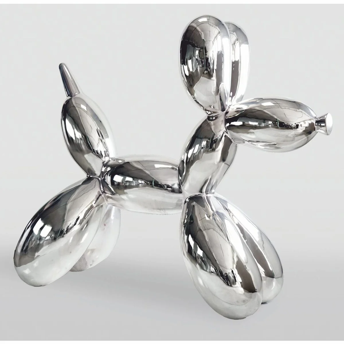 Casa Padrino escultura decorativa XXL perro globo cromo plata 210 cm - Figura gigante para jard¨ªn