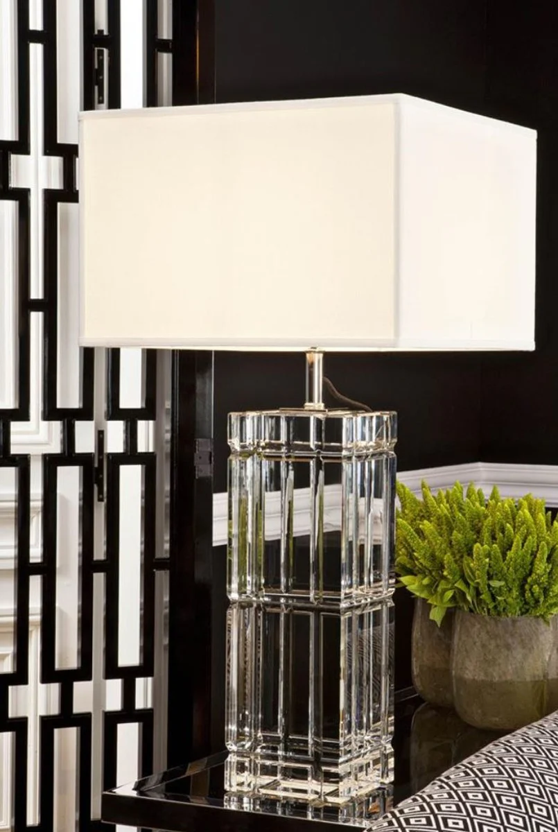 Casa Padrino l¨¢mpara de mesa de cristal de cristal para hoteles de dise?o de lujo con pantalla blanca - edici¨®n limitada