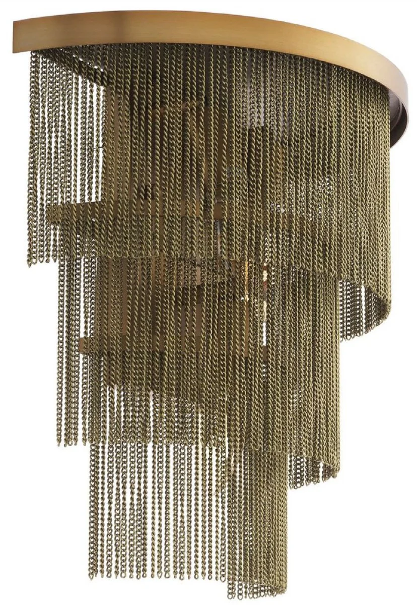 Casa Padrino lámpara de pared de lujo latón antiguo 33 x 16 x A. 32,5 cm - Aplique semicircular de acero inoxidable - Apliques de salón de lujo - Calidad de Lujo