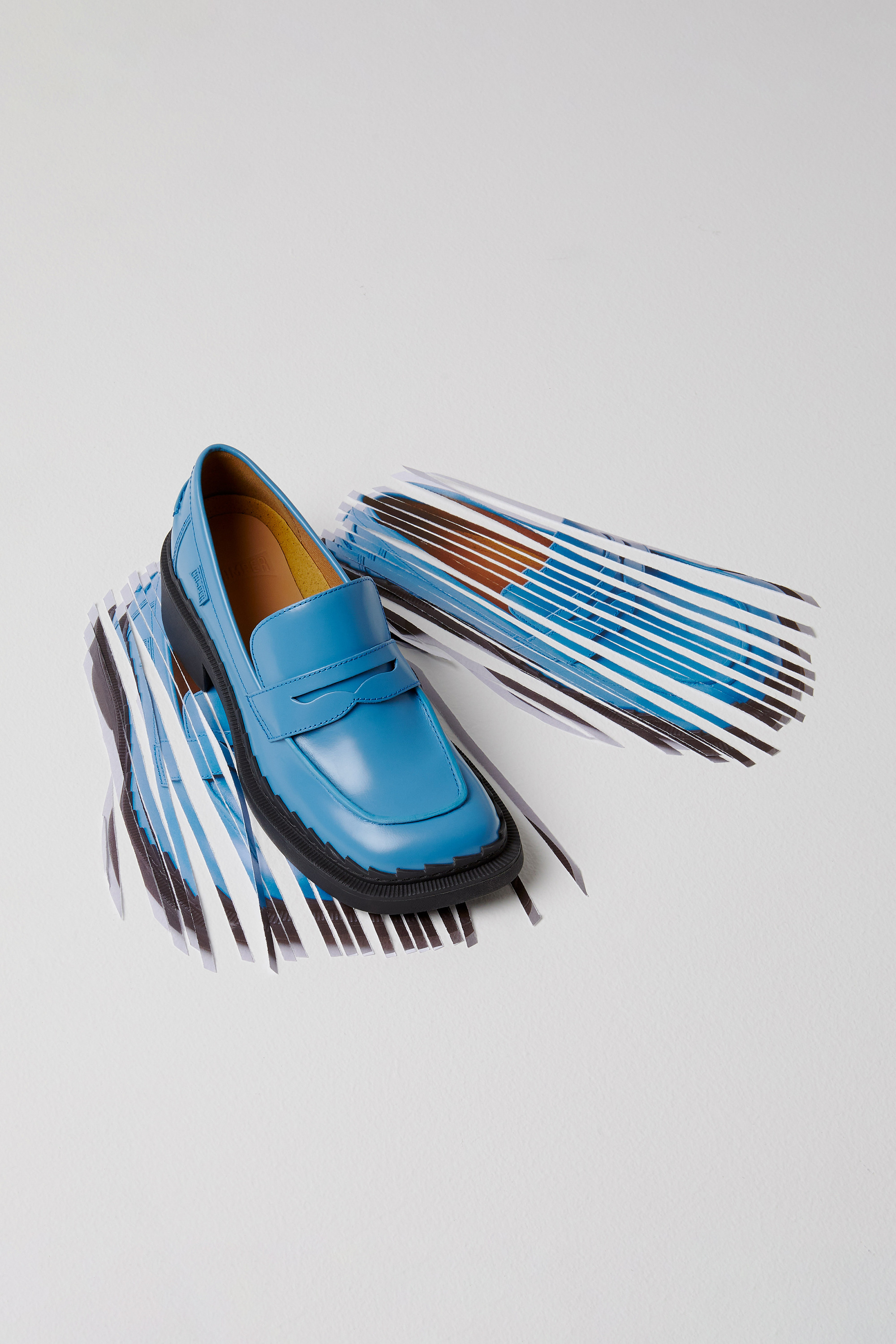 Taylor - Blue leather loafers for women