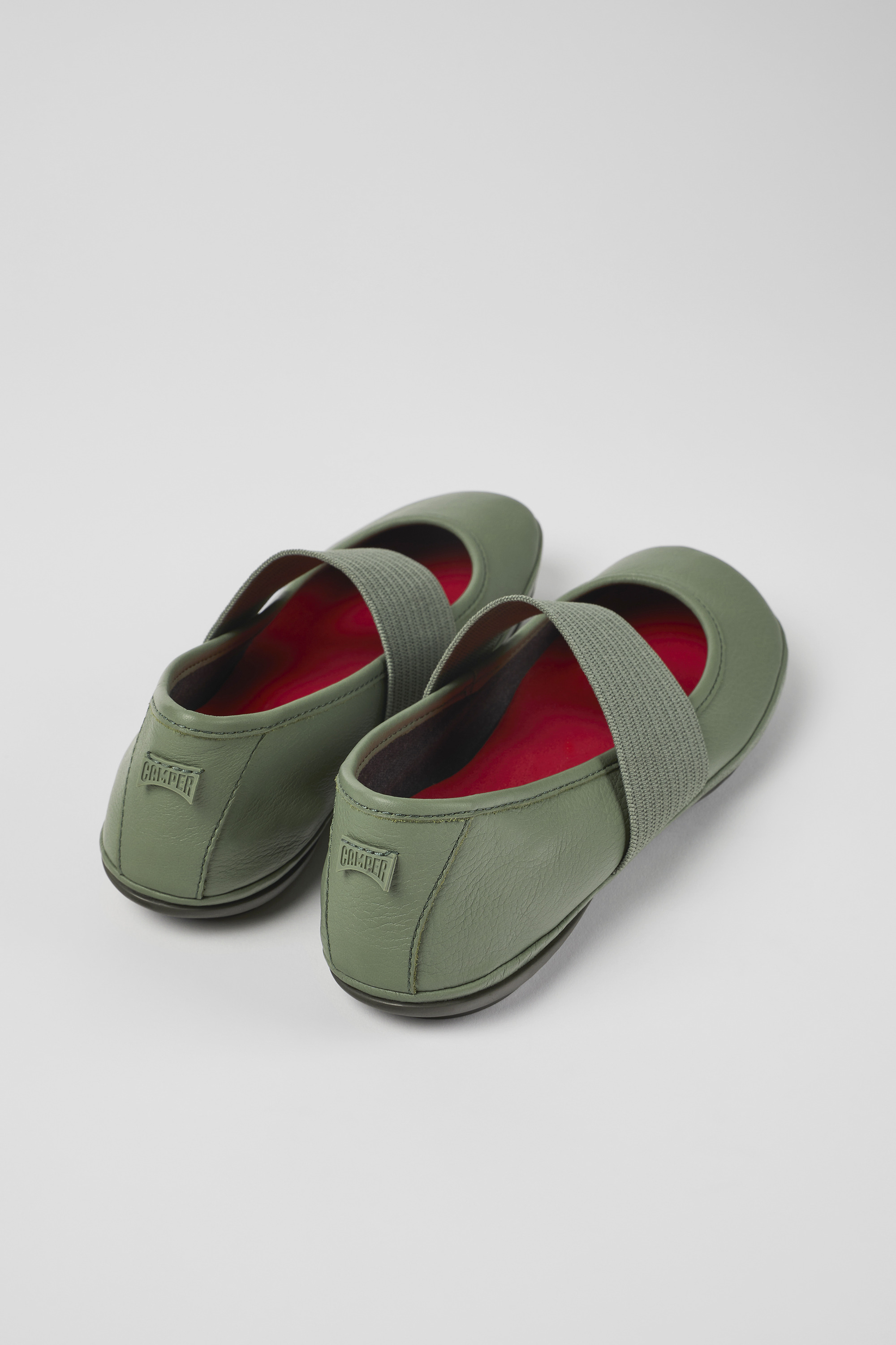 Right - Green leather ballerinas for women
