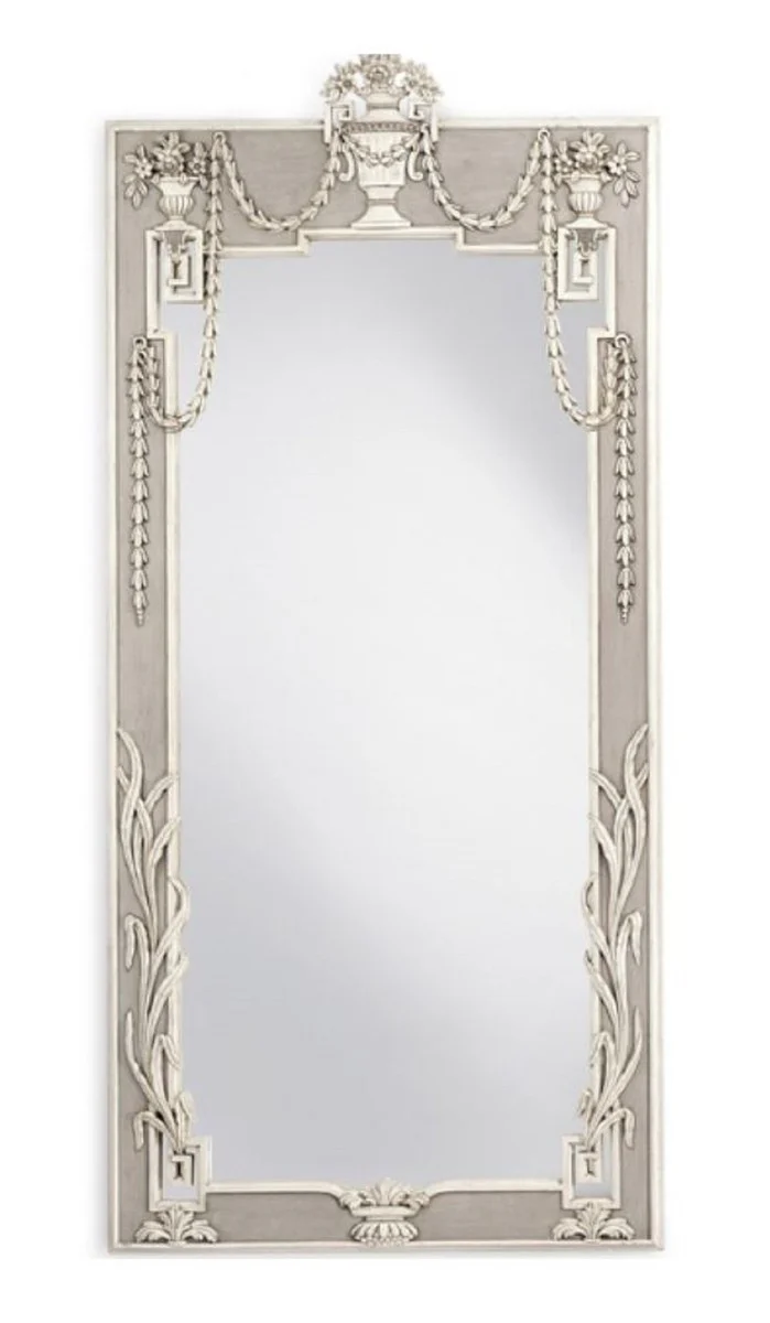 Casa Padrino espejo barroco de lujo gris / crema blanco - Magn¨ªfico espejo de pared de estilo barroco - Muebles de lujo italianos de estilo barroco - Magn¨ªficos muebles barrocos - Hecho en Italia