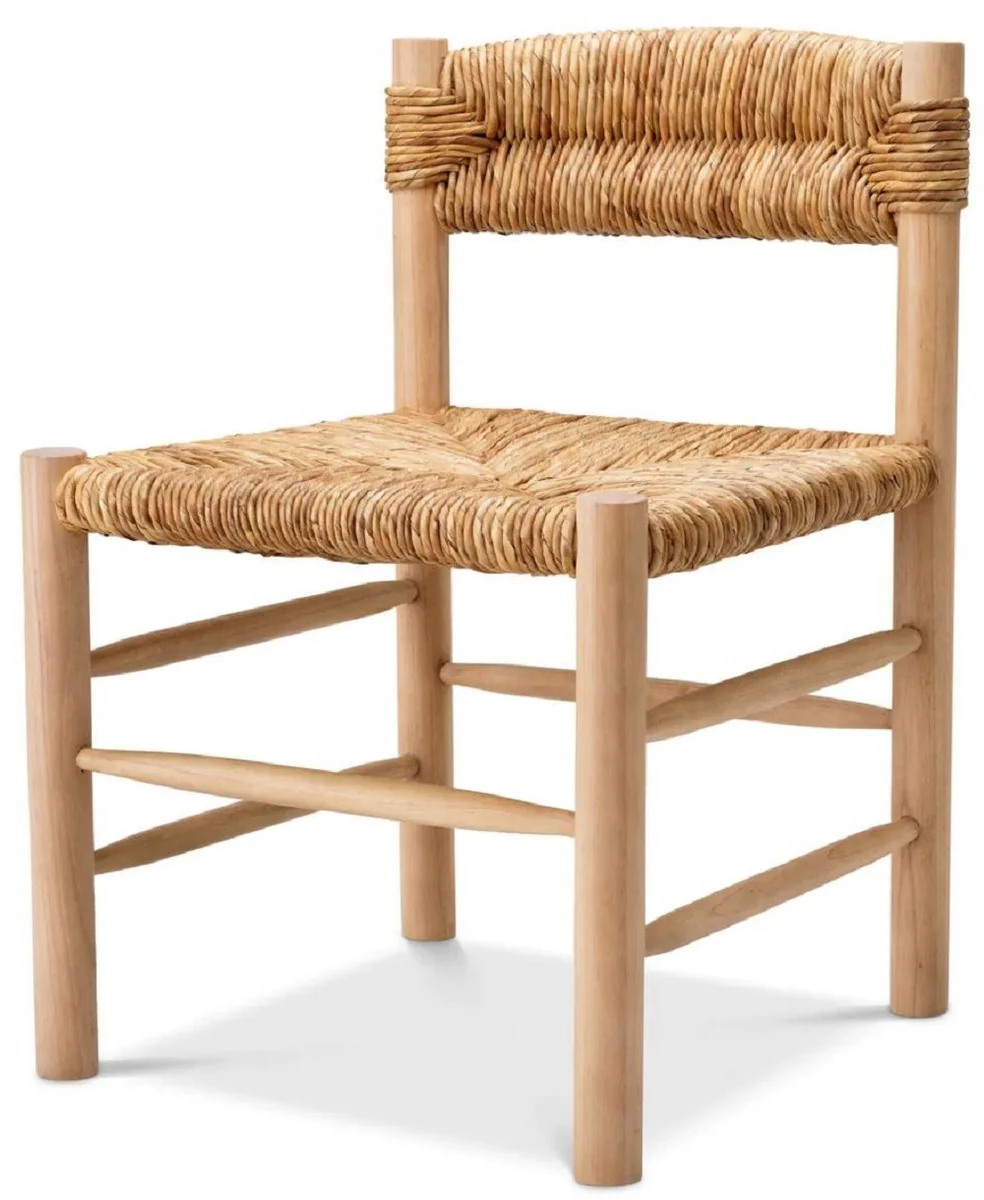 Casa Padrino silla de comedor de lujo natural 54 x 62,5 x A. 80,5 cm - Silla de cocina de madera maciza - Muebles de comedor - Muebles de lujo - Interiores de comedor de lujo