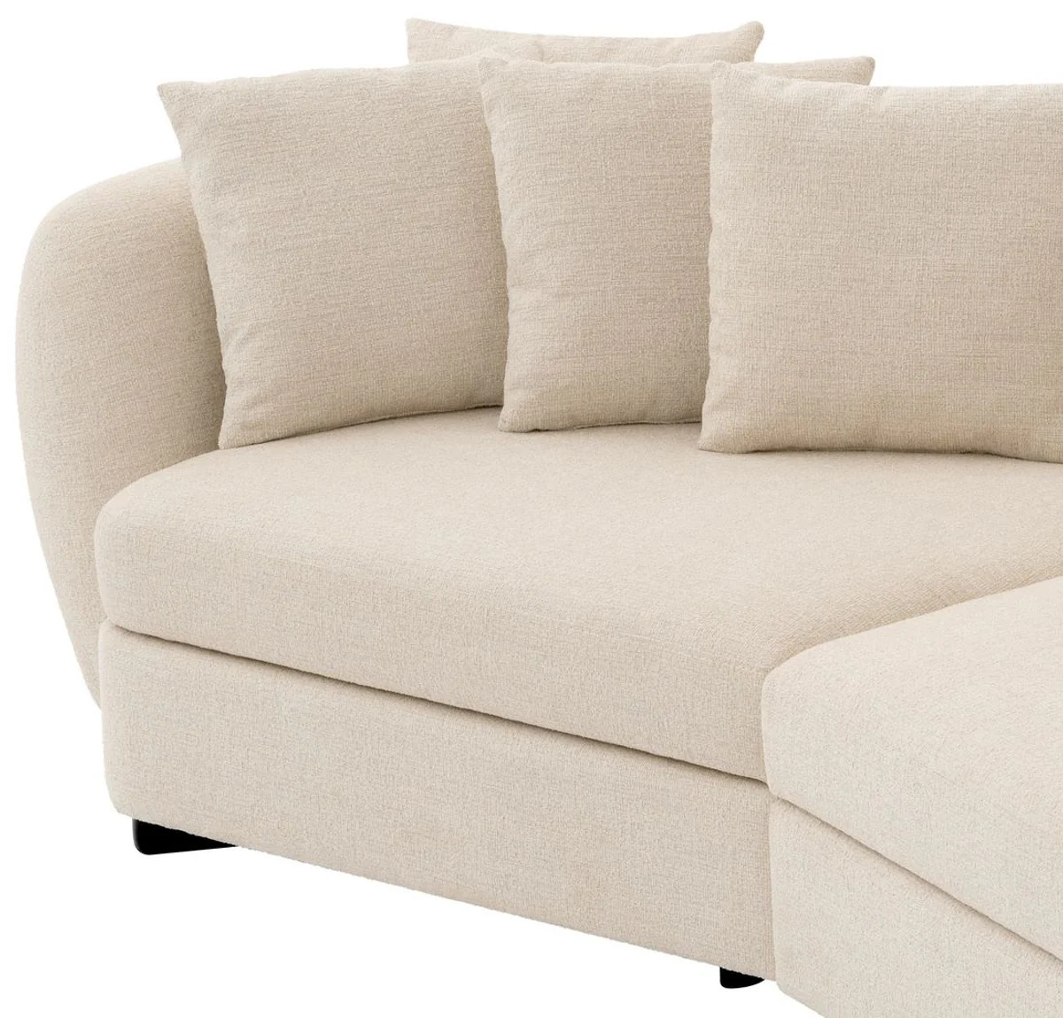 Casa Padrino sof¨¢ de lujo beige / negro 314 x 130 x A. 68 cm - Sof¨¢ de sal¨®n curvo - Sof¨¢ de hotel - Muebles de sal¨®n - Muebles de hotel - Interiores de lujo