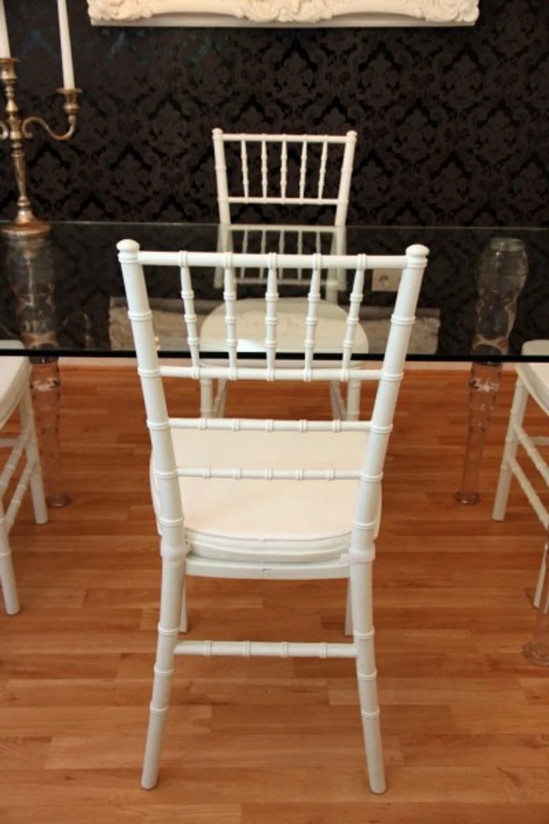 Designer Acrylic Dining Set Black / White - Ghost Chair Table - polycarbonate furniture - a table and 4 chairs - Casa Padrino